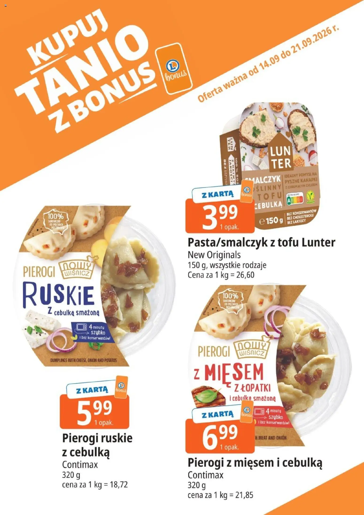 E.Leclerc gazetka - Kupuj Tanio Z Bonus od 14.09.2026 | Strona: 3 | Produkty: Pierogi, Pierogi z mięsem, Pierogi ruskie, Tofu