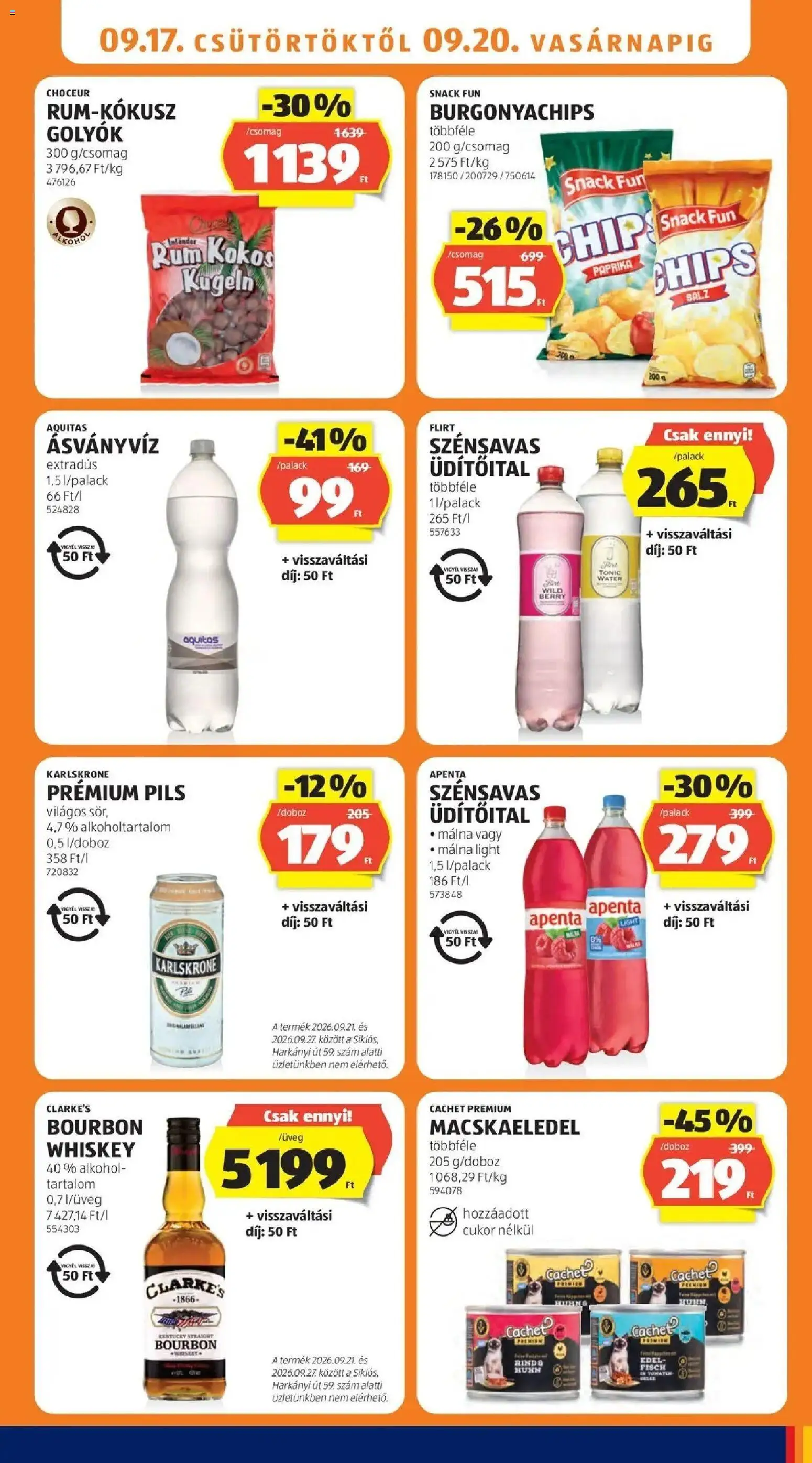 Aldi aktuális akciós újság - 2026.09.17. -tól/töl > akció, lapozható szórólap 🛍️ | Oldal: 11 | Termékek: Paprika, Whiskey, Macskaeledel, Rum