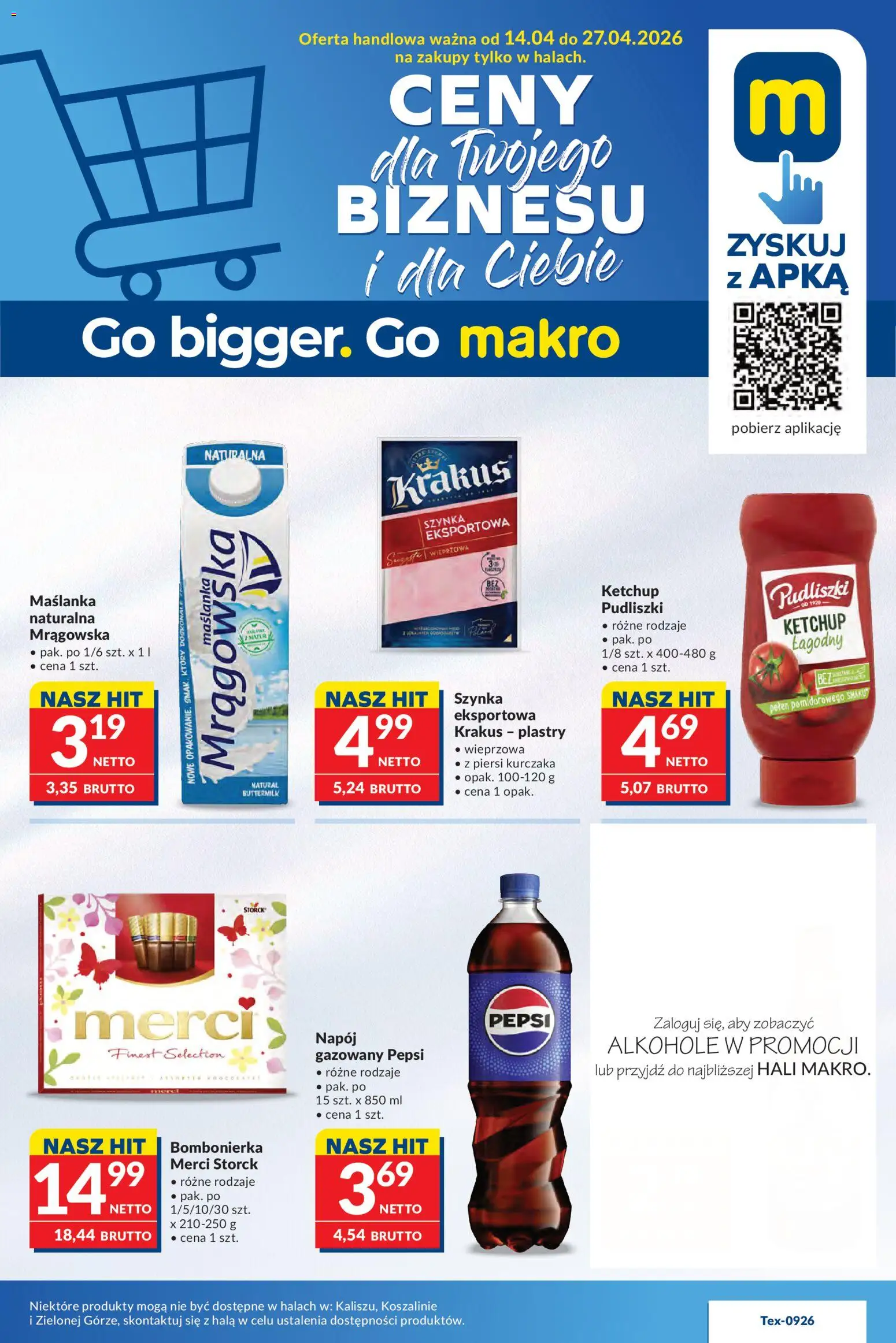 Makro gazetka od 14.04.2026 | Strona: 1 | Produkty: Maślanka, Bombonierka, Merci, Pepsi