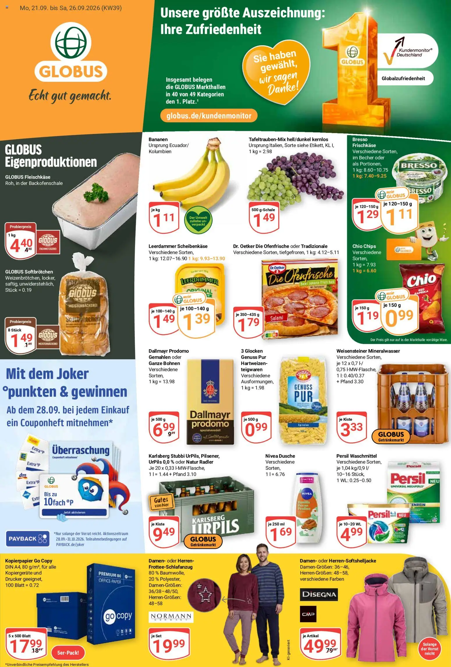 Globus Prospekt Völklingen – gültig ab 21.09.2026 | Seite: 3 | Produkte: Ofenfrische, Bresso, Radler, Dallmayr