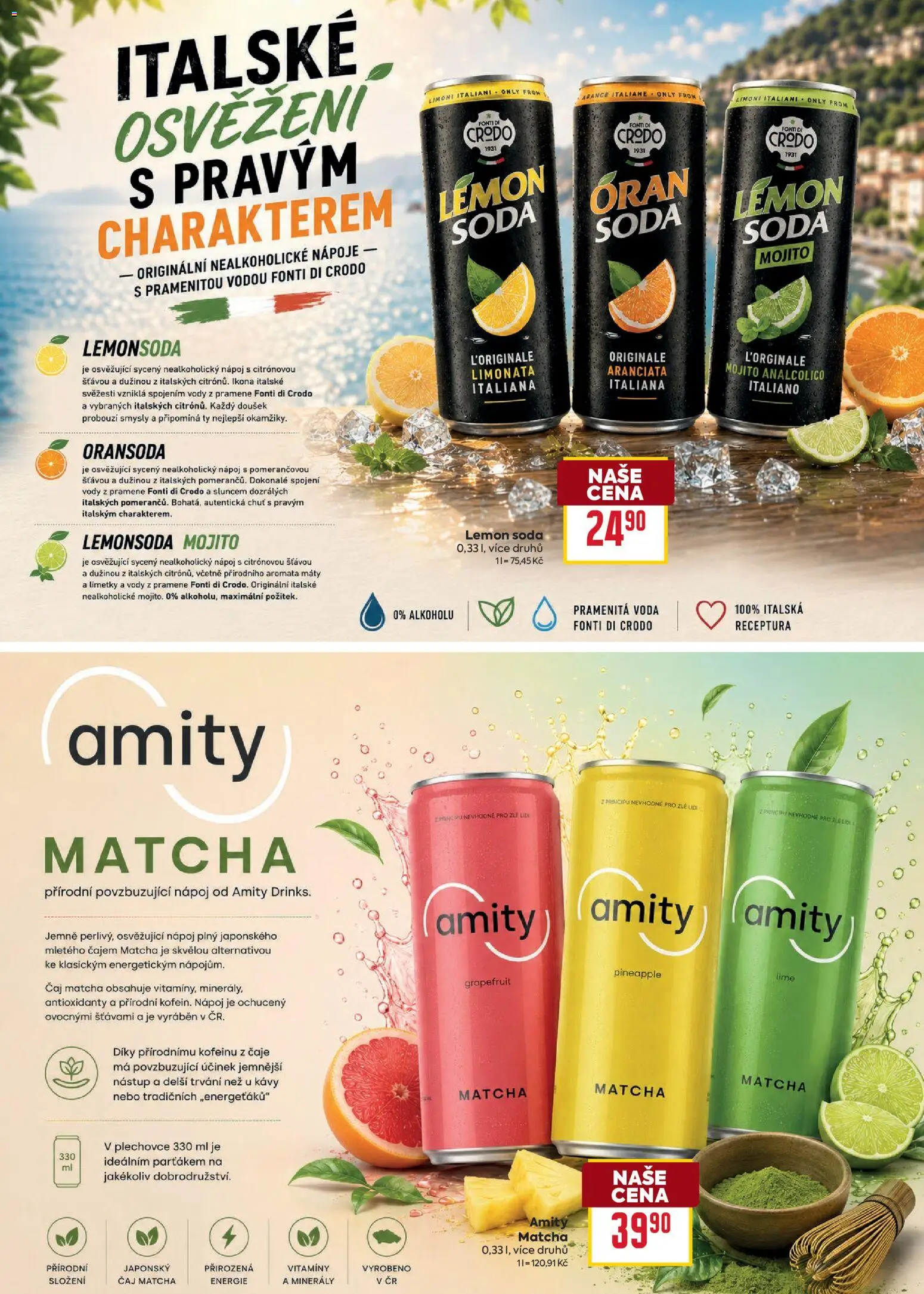 Billa leták - Léto plné osvěžujících drinků od 10.06.2026 | Strana: 2 | Produkty: Voda, Matcha, Čaje, Mojito