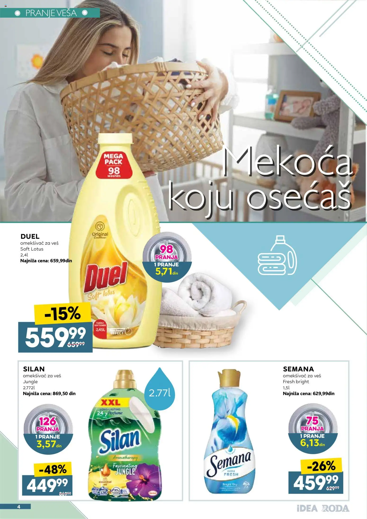 Idea katalog - važi od 11.08.2026 | Strana: 4 | Proizvode: Omekšivač, Lotus, Silan, Omekšivač za veš