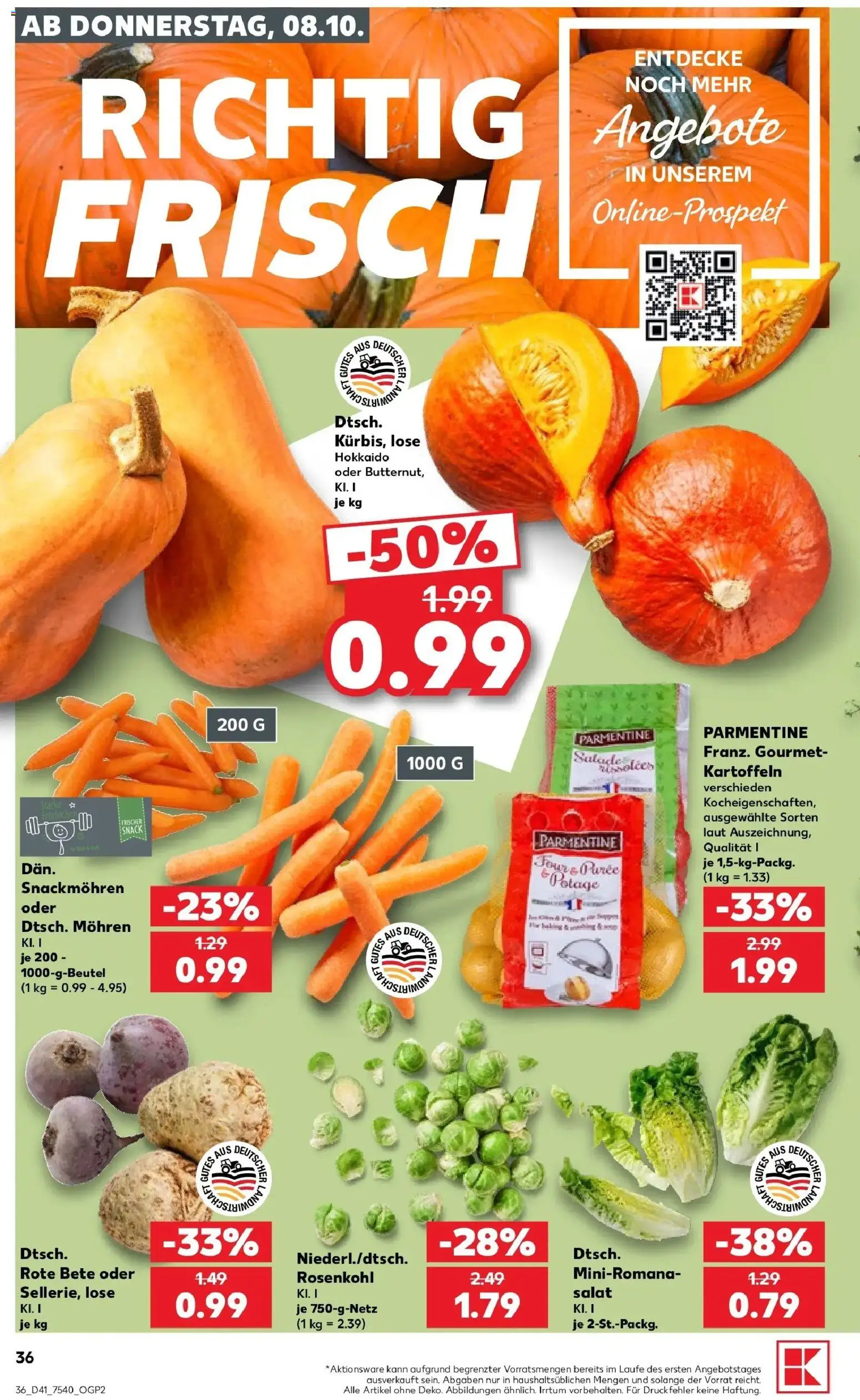 Prospekt Kaufland ab 05.10.2026 » Angebote Online zum Blättern | Seite: 50 | Produkte: Mohren, Kartoffeln, Saft, Salat