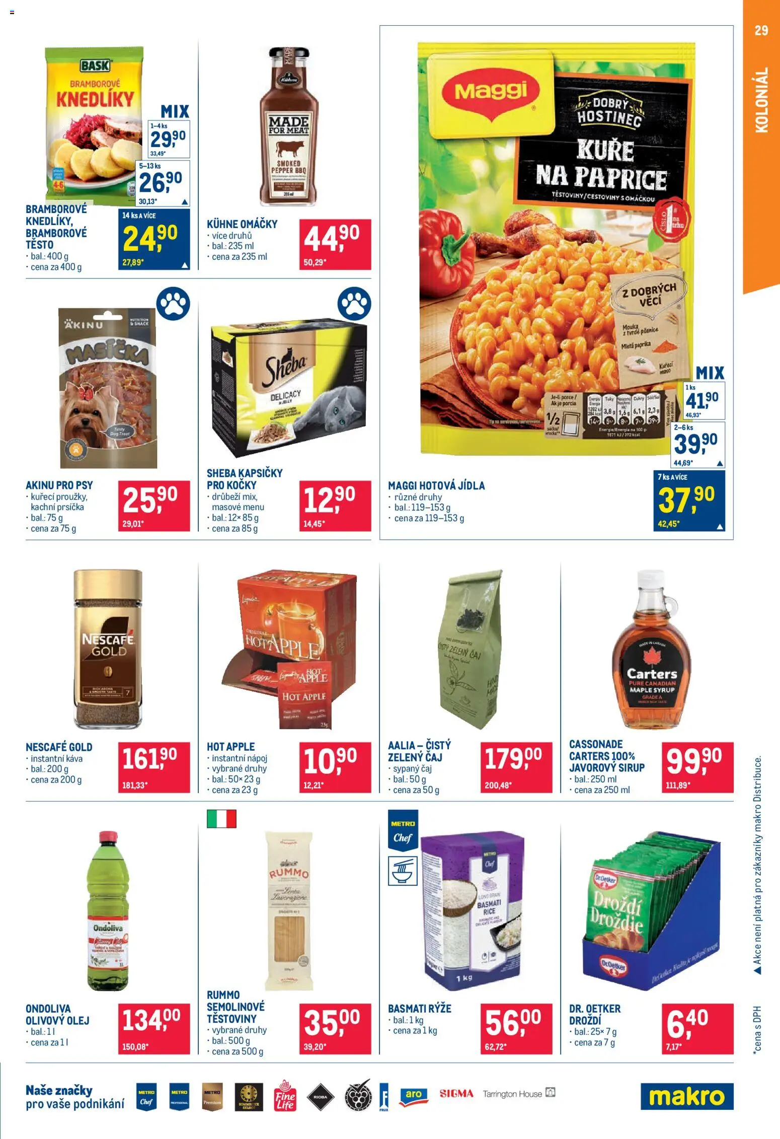 Makro leták - Pro milovníky jídla od 07.10.2026 | Strana: 29 | Produkty: Olej, Omáčky, Nescafé, Semolinové těstoviny