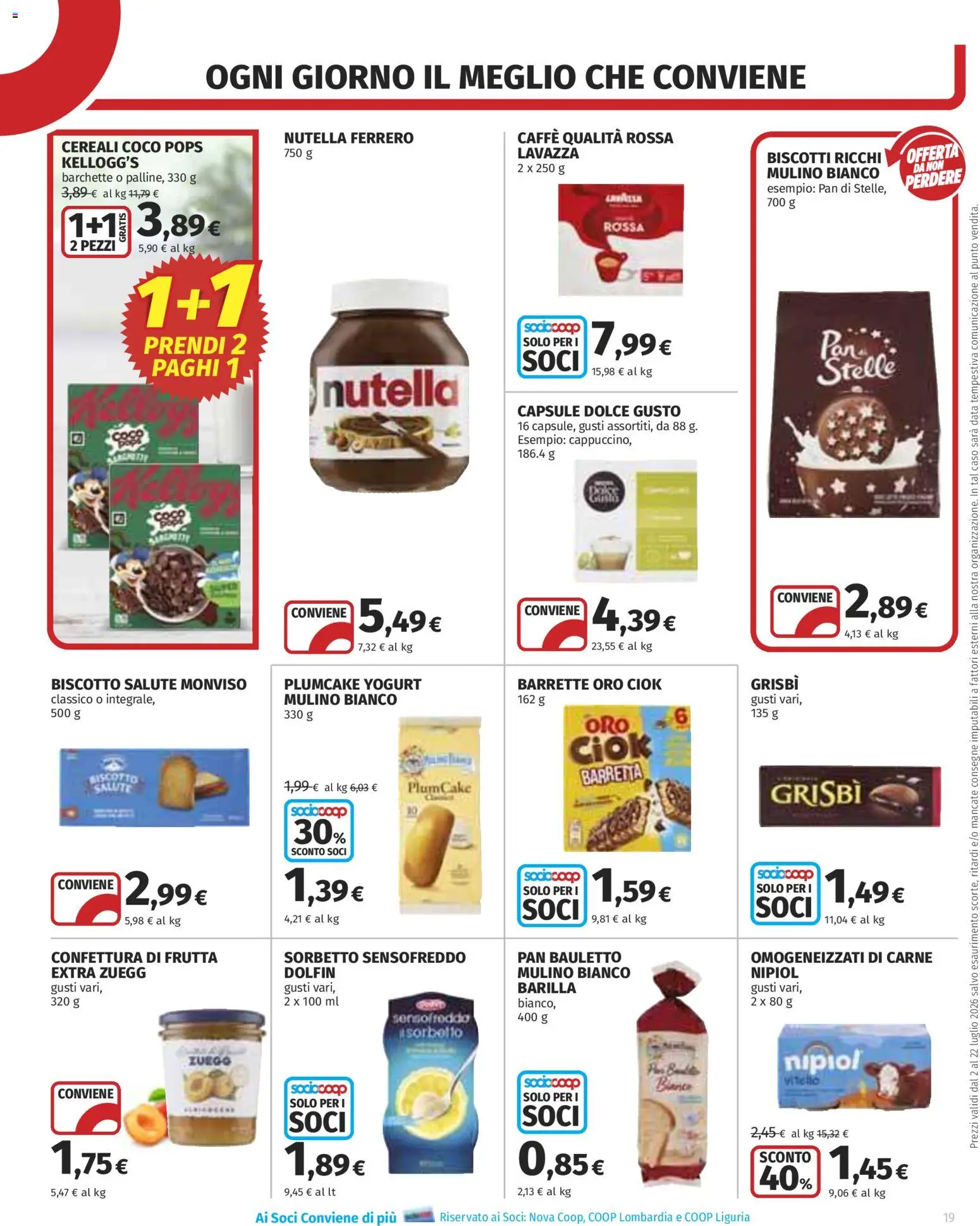 Volantino COOP del 02/07/2026 | Pagina: 19 | Prodotti: Yogurt, Sorbetto, Nutella, Lavazza