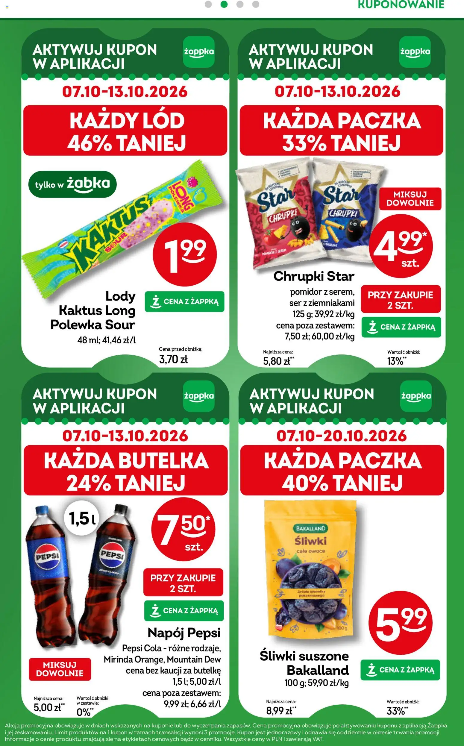 Żabka gazetka od 07.10.2026 | Strona: 35 | Produkty: Chrupki, Pomidor, Śliwki suszone, Owoce
