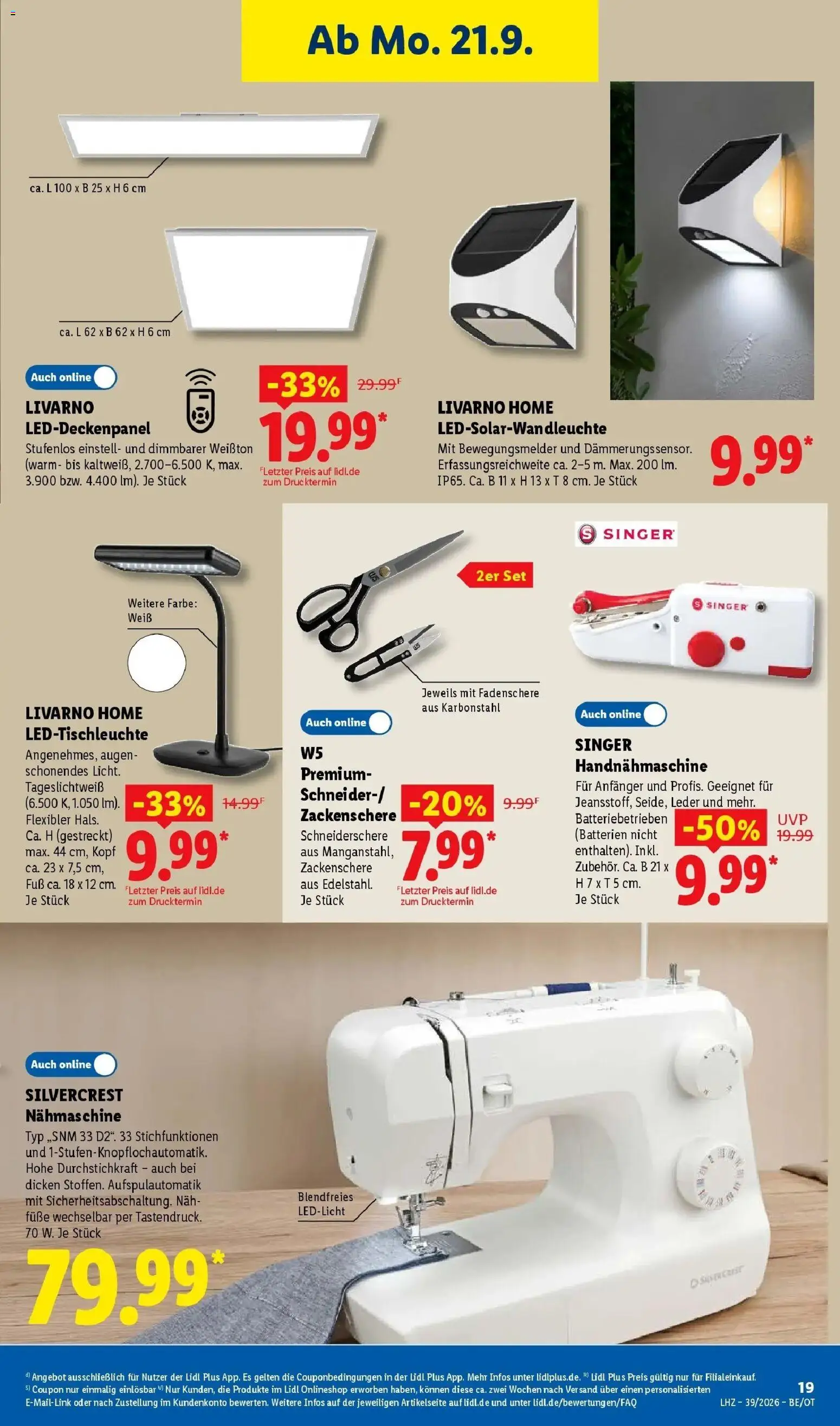 Lidl Prospekt Thale (ab 21.09.2026) zum Blättern » Angebote | Seite: 33 | Produkte: Nähmaschine, Batterien