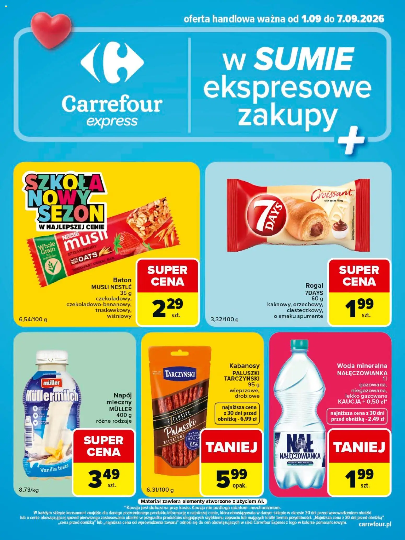 Carrefour gazetka - Express II od 01.09.2026 | Strona: 2 | Produkty: Croissant, Kabanosy, 7days, Woda