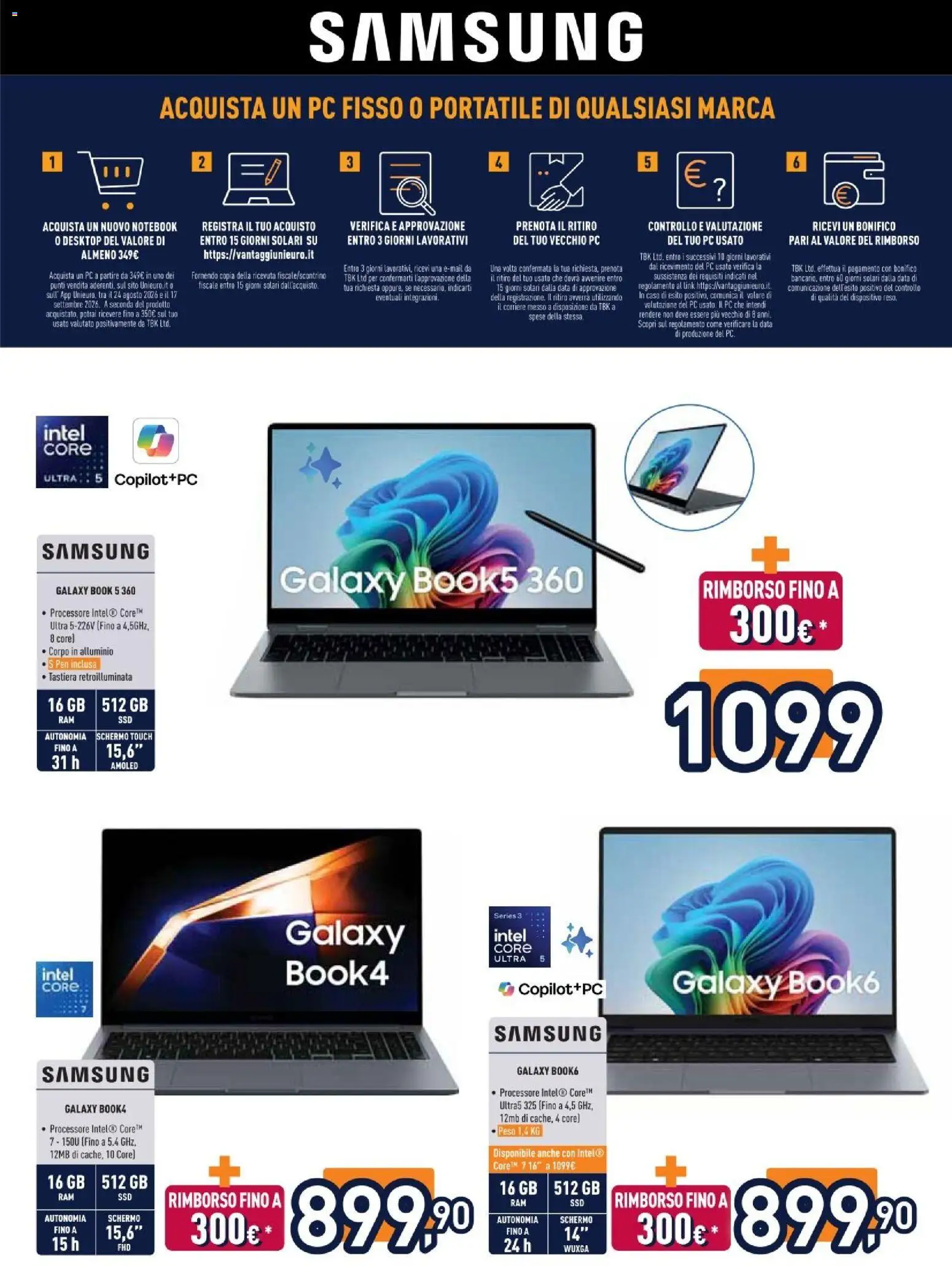Volantino Unieuro del 07/09/2026 | Pagina: 12 | Prodotti: Samsung Galaxy, Tastiera, Alluminio, Samsung