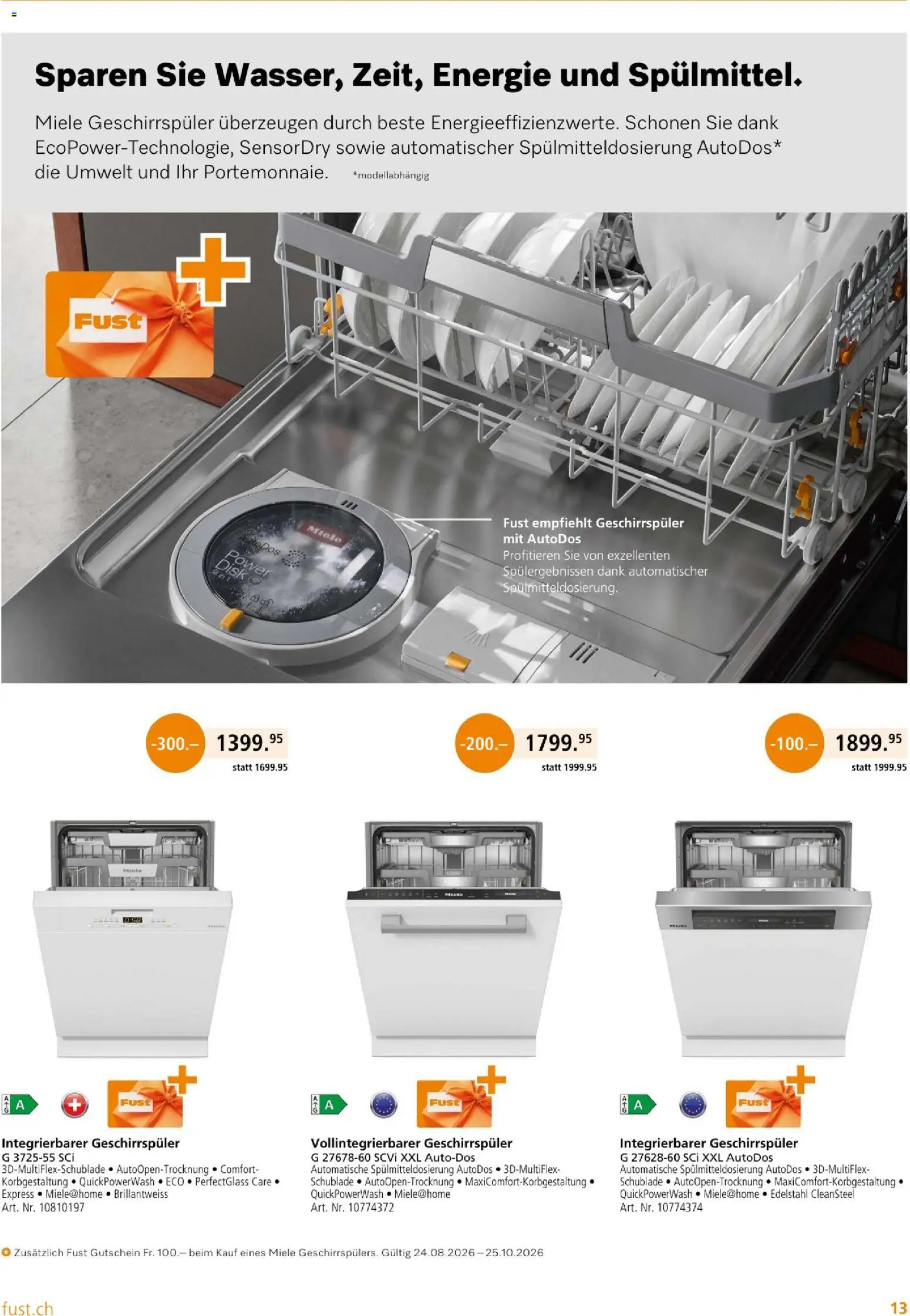 Fust aktionen Einbau – gültig ab 17.09.2026 | Seite: 13 | Produkte: Geschirrspüler, Miele