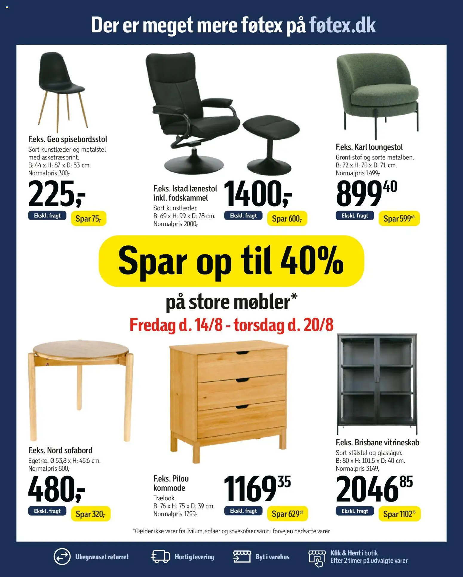 Føtex tilbudsavis – gyldig fra 14/08/2026 | Side: 52 | Produkter: Kommode, Fodskammel, Sovesofaer, Stof