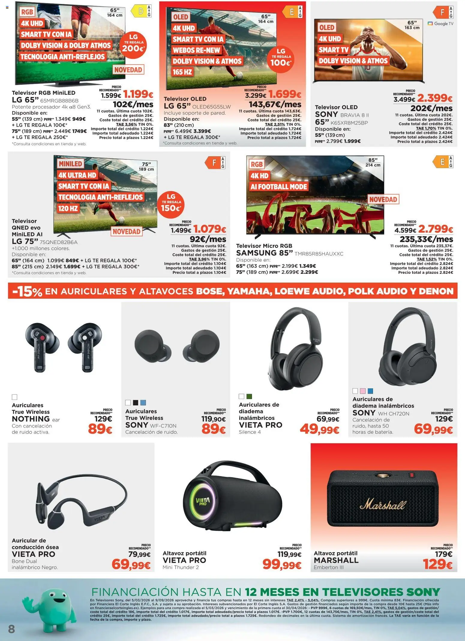 El Corte Inglés ofertas Haier │ válido desde el 15/07/2026 | Página: 8 | Productos: Té, Televisor, Audio, Altavoz