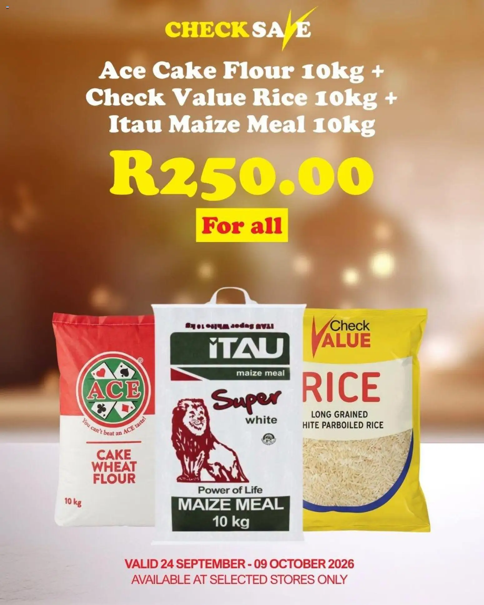 New Check Save catalogue – valid from 24/09/2026 | Page: 20 | Products: Cake, Flour, Maize meal, Rice
