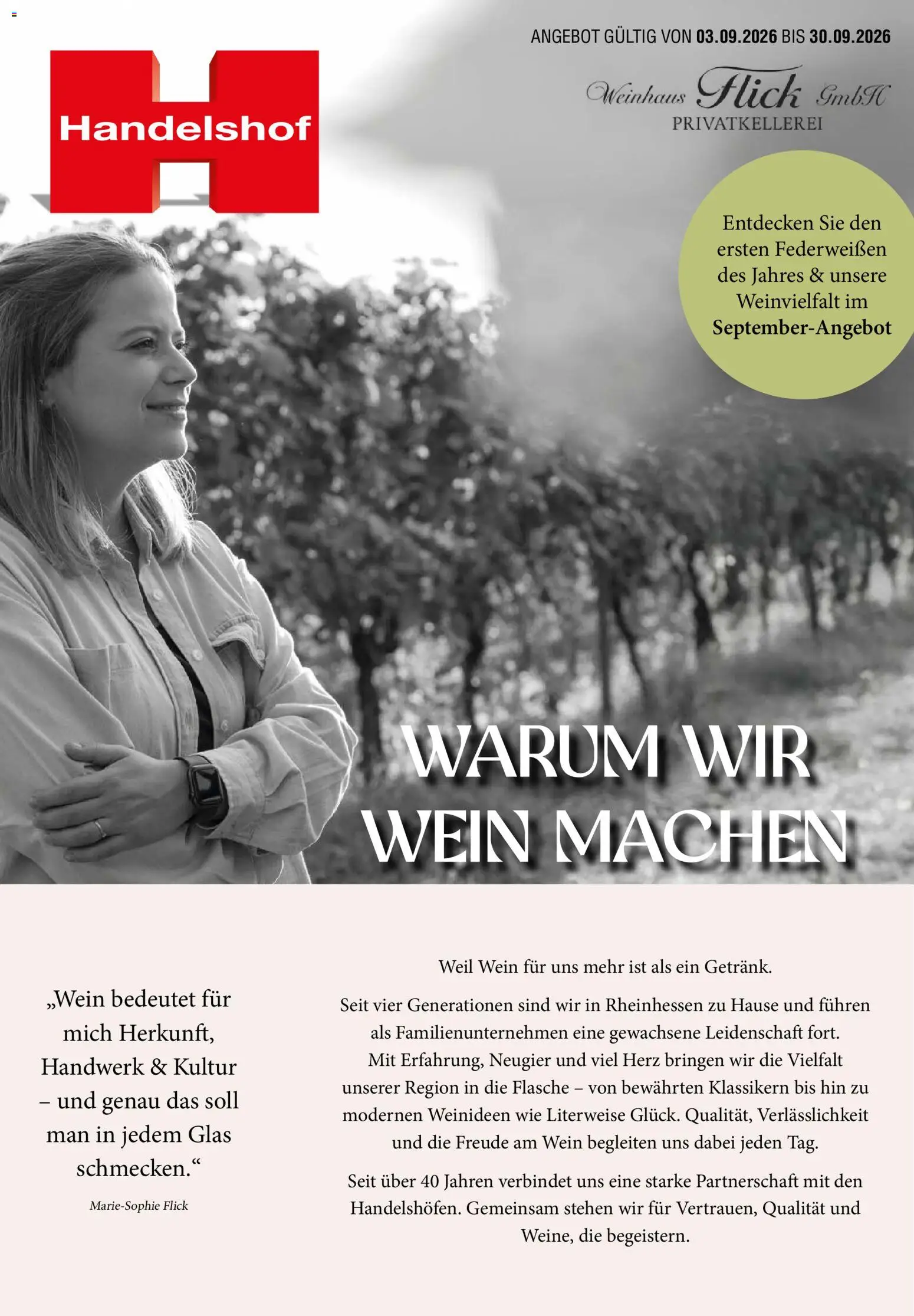 Handelshof Flick Federweisser – gültig ab 03.09.2026 | Seite: 1 | Produkte: Wein