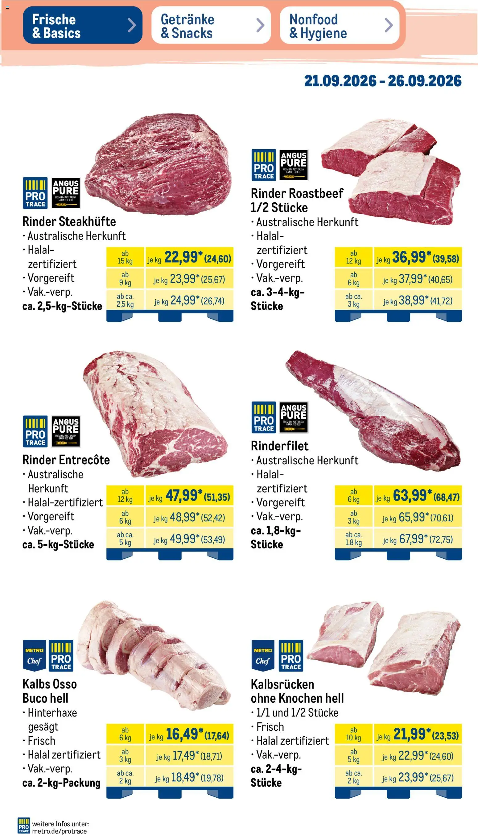 Metro Prospekt – gültig ab 21.09.2026 | Seite: 3 | Produkte: Rinderfilet, Entrecote, Roastbeef