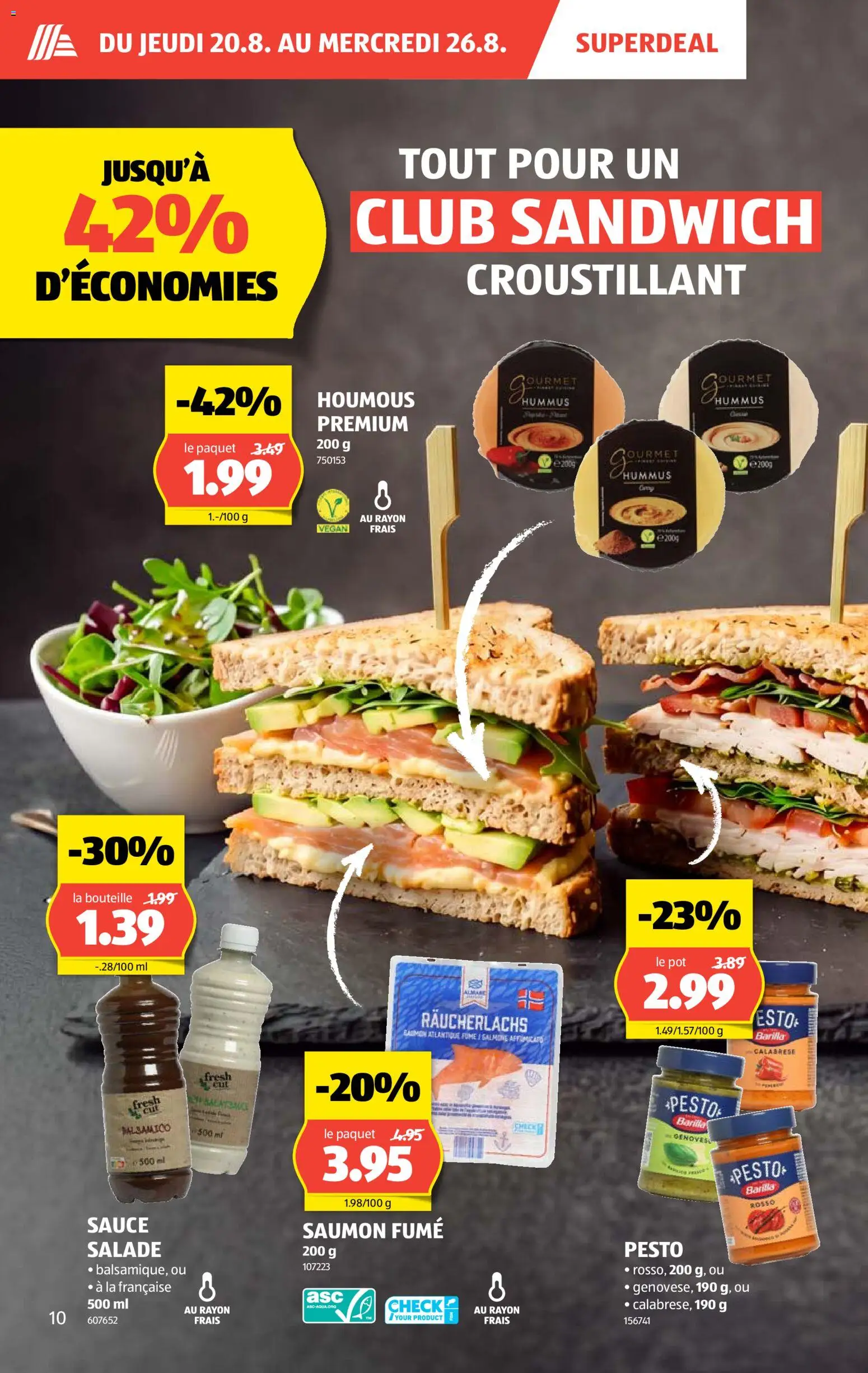 Aldi aktionen FR – gültig ab 20.08.2026 | Seite: 10 | Produkte: Barilla, Balsamico, Dressing, Räucherlachs