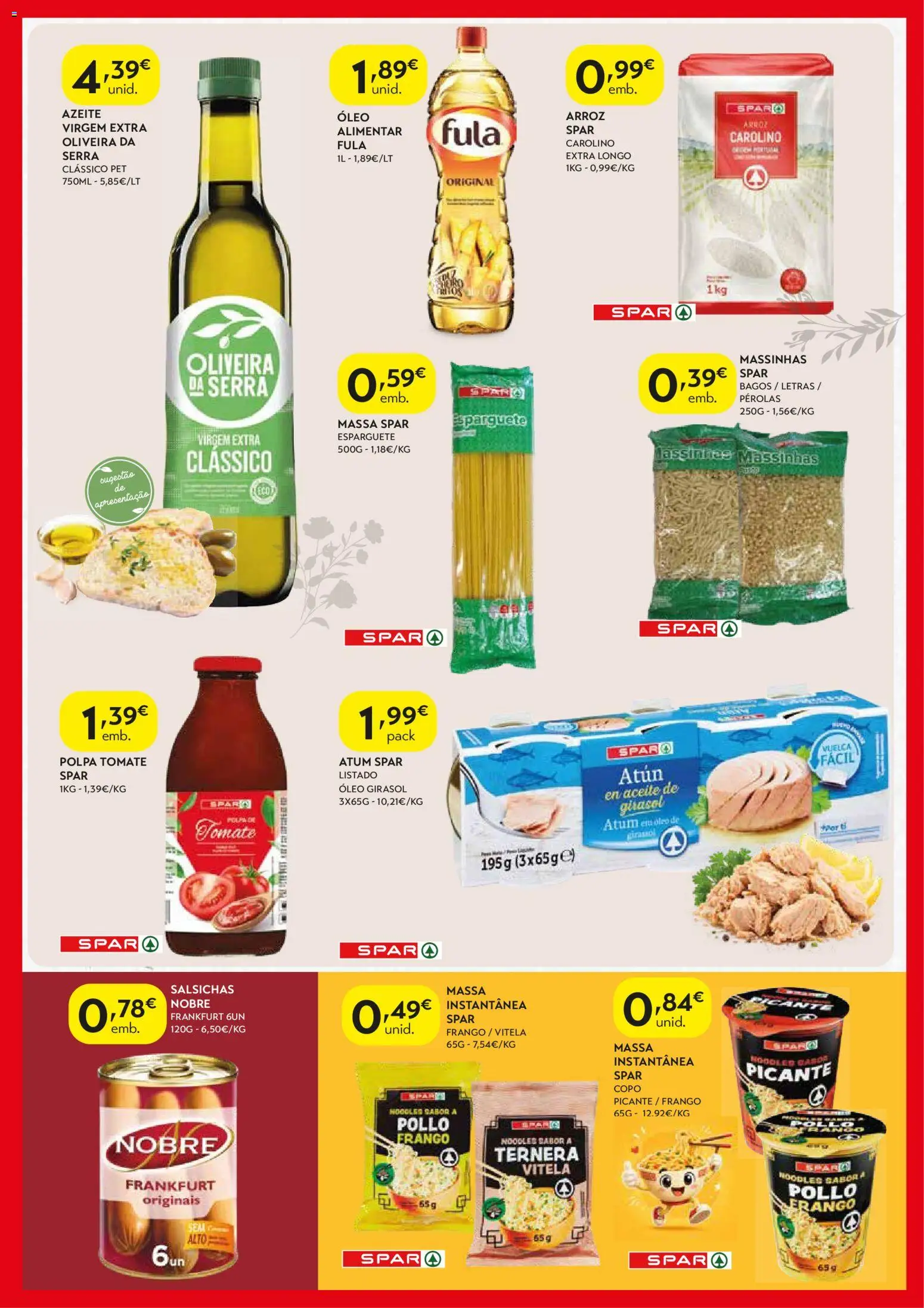 Spar folheto │ válido de 29/09/2026 | Página: 5 | Produtos: Esparguete, Arroz, Tomate, Salsichas