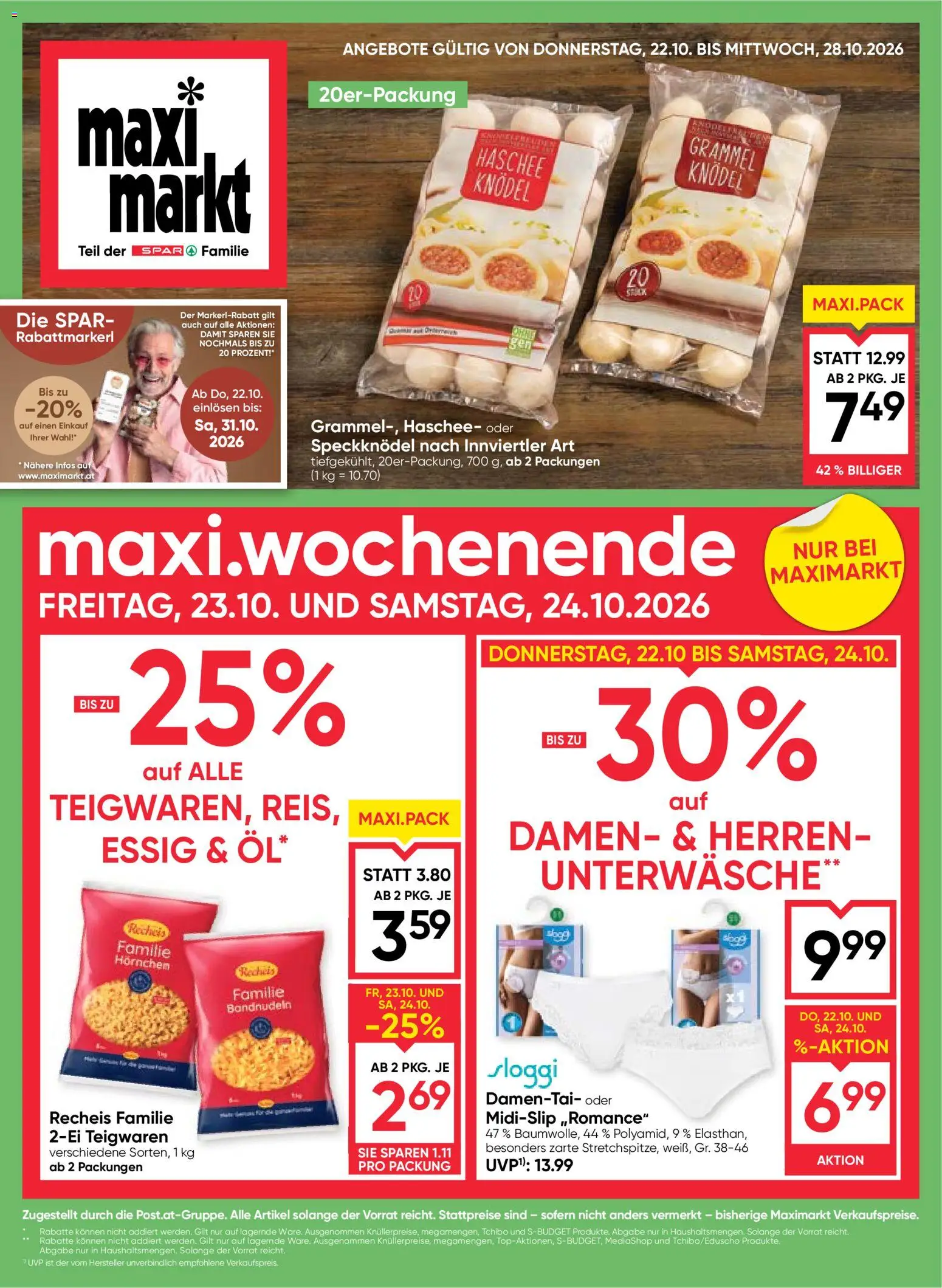 Maximarkt Flugblatt gültig ab 22.10.2026 | Seite: 1 | Produkte: Unterwäsche