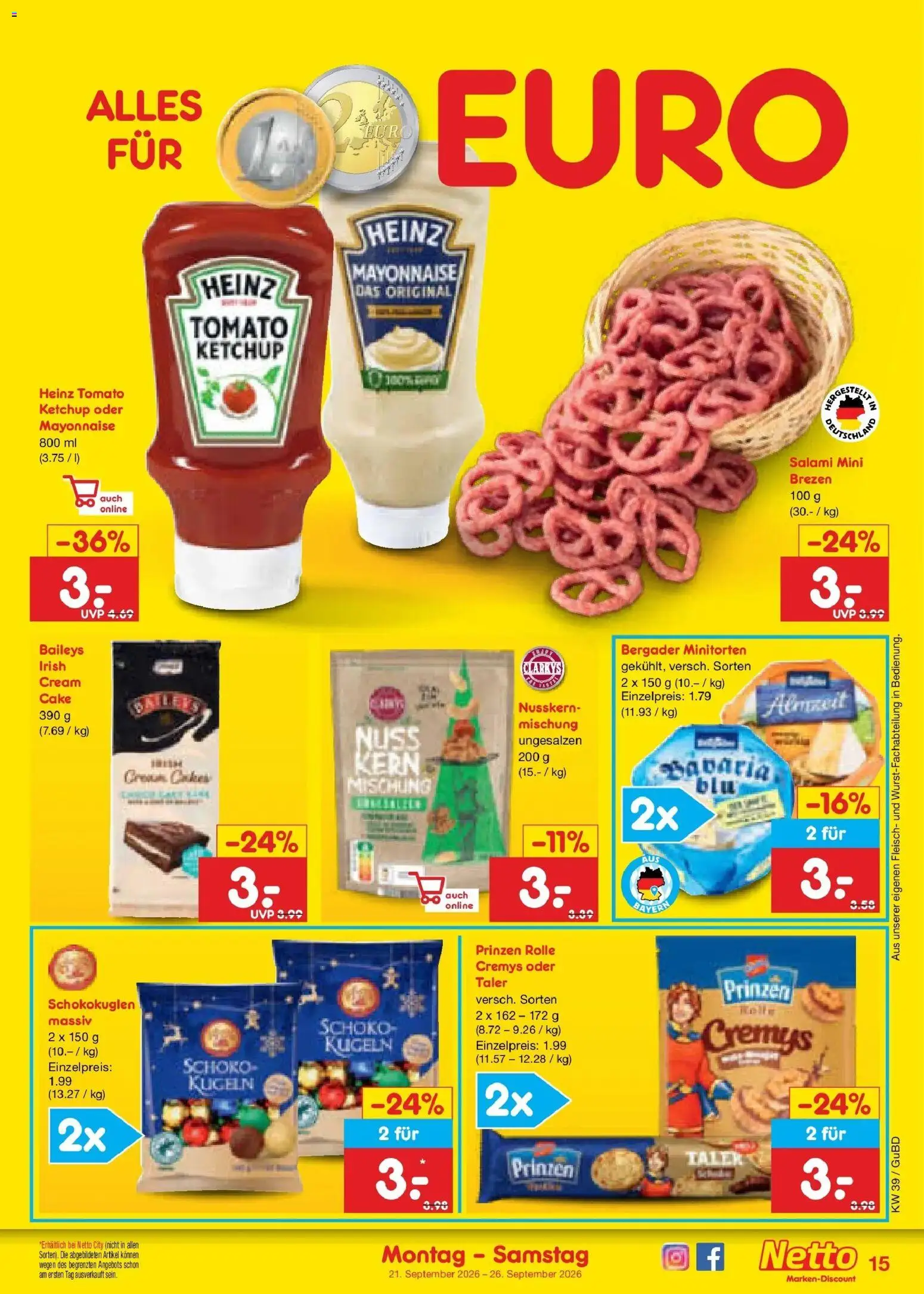 Netto Marken-Discount Prospekt Augustusburg – gültig ab 21.09.2026 | Seite: 23 | Produkte: Mayonnaise, Salami, Ketchup, Fleisch