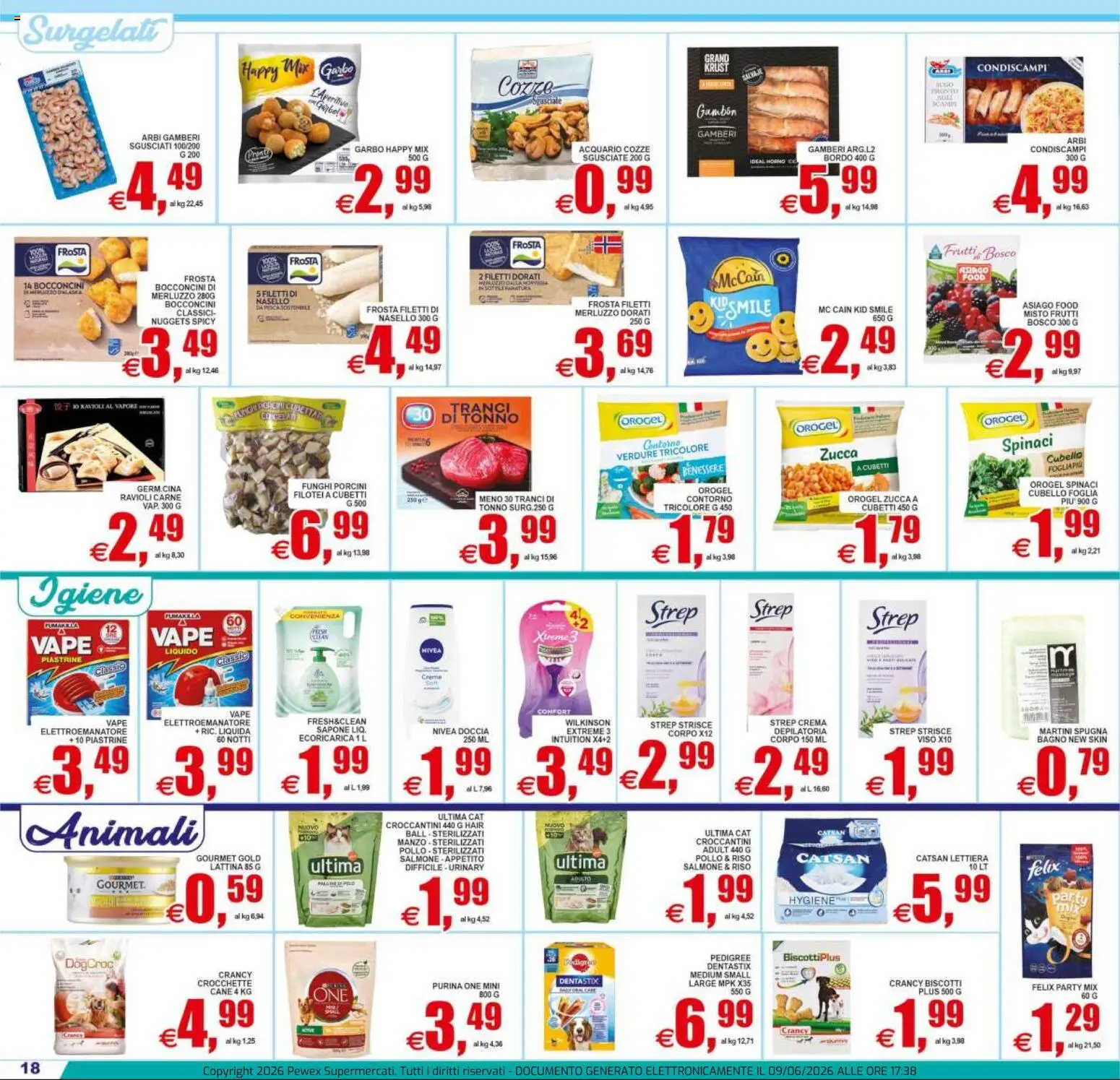 Volantino Pewex del 10.06.2026 | Pagina: 18 | Prodotti: Spugna, Sapone, Cozze, Verdure