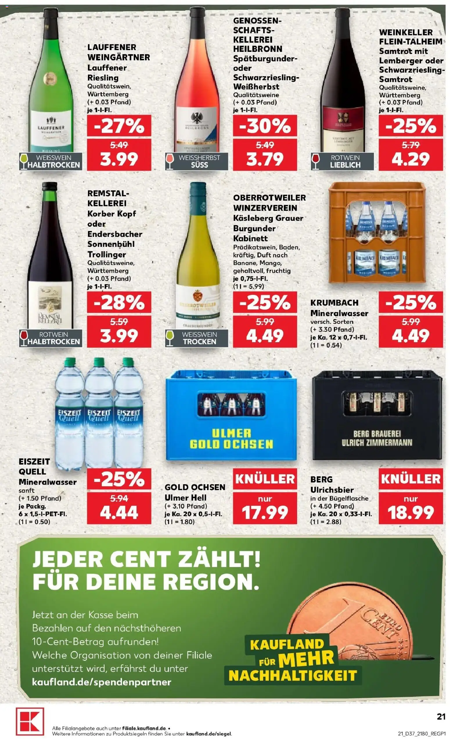 Prospekt Kaufland ab 10.09.2026 » Angebote Online zum Blättern | Seite: 21 | Produkte: Weißwein, Rotwein, Duft, Mineralwasser