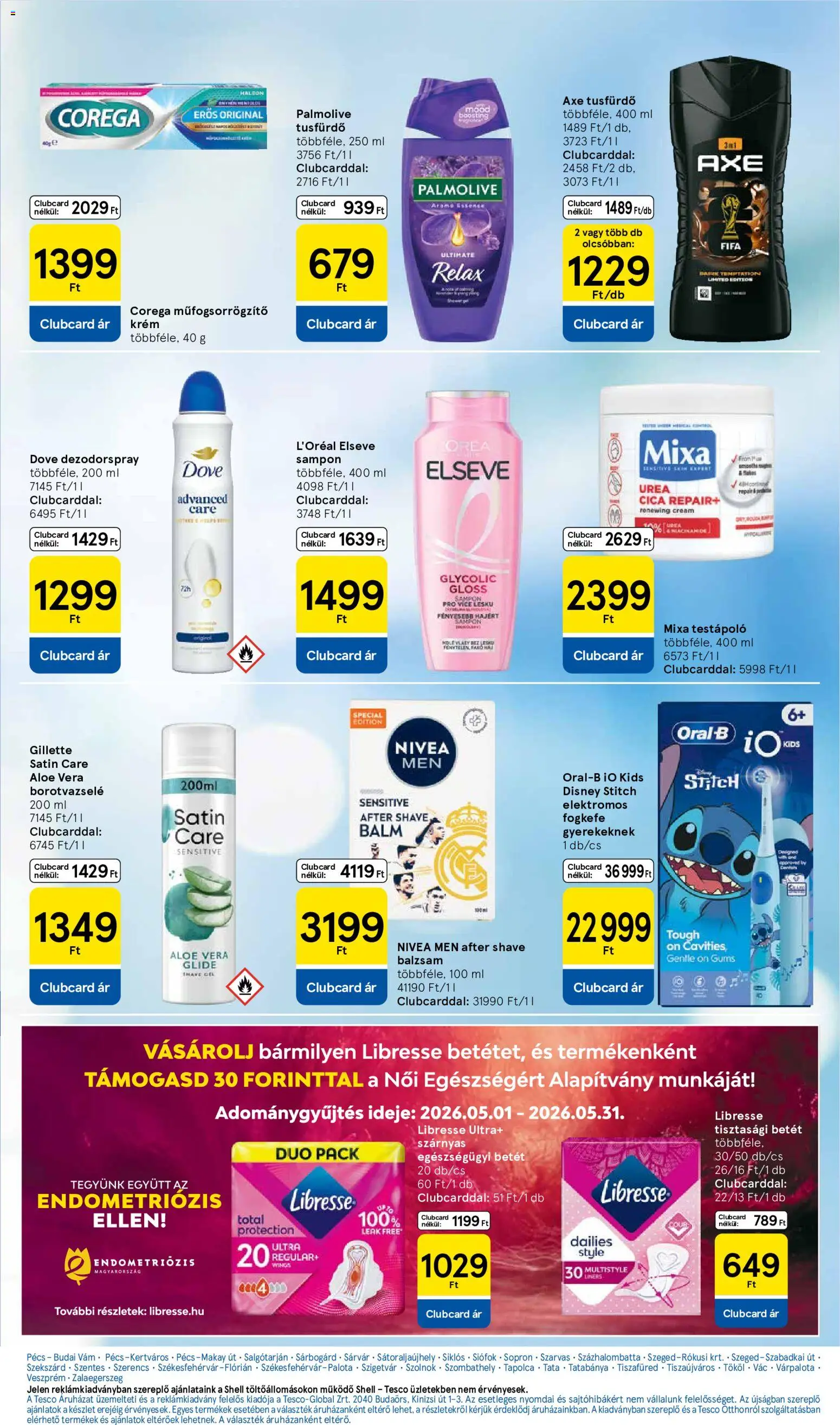 Tesco akciós ujság - amely érvényes a következő dátumtól: 21.05.2026 | Oldal: 29 | Termékek: Tisztasági betét, Aloe vera, Sampon, Testápoló