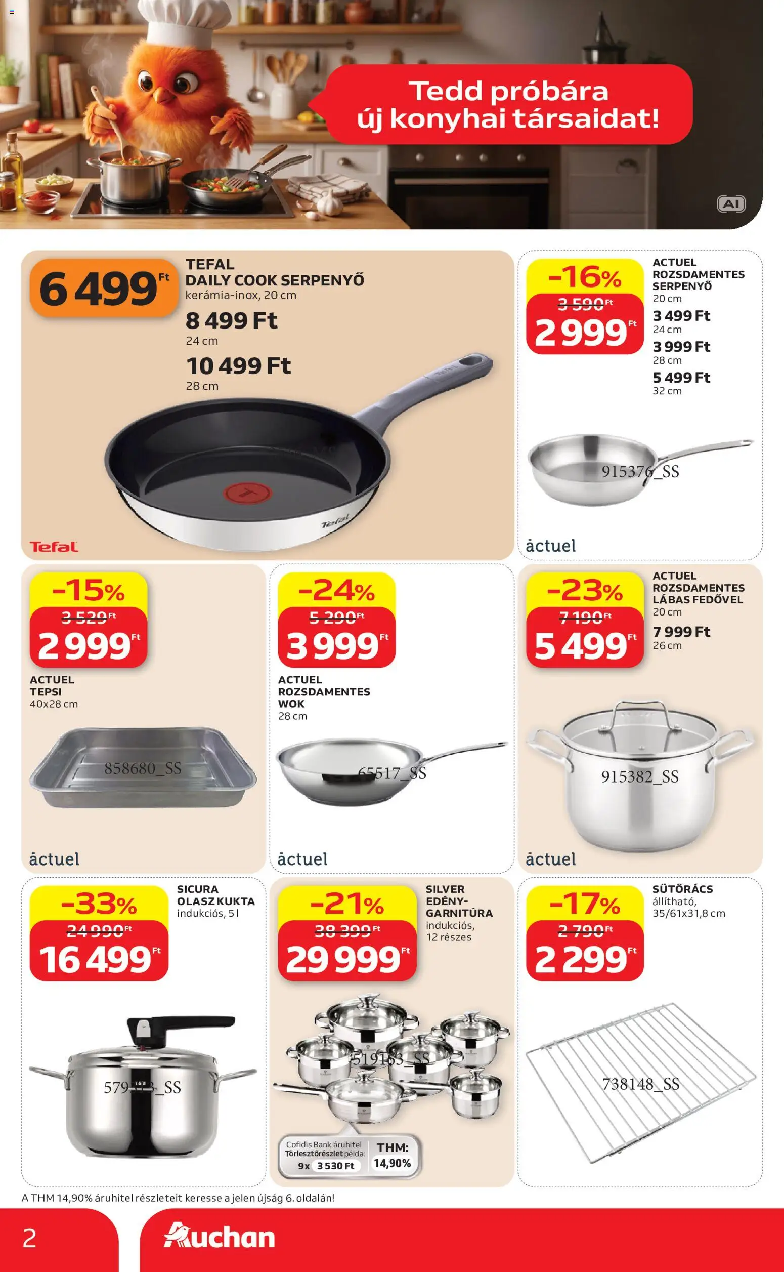 Auchan akciós ujság - amely érvényes a következő dátumtól: 2026.09.10. | Oldal: 2 | Termékek: Tefal, Edény, Serpenyő