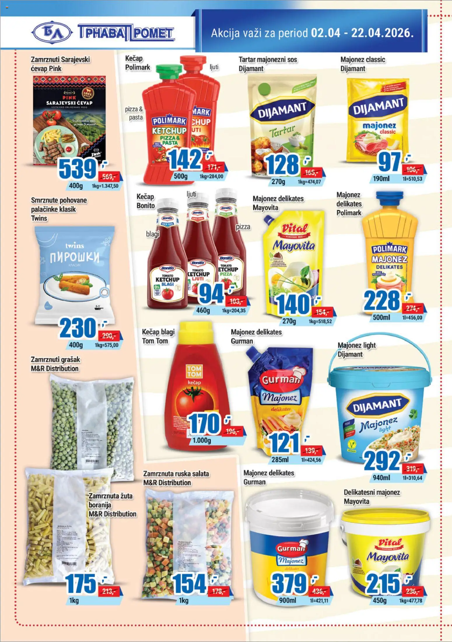 Trnava Promet katalog - važi od 02.04.2026 | Strana: 4 | Proizvode: Ruska salata, Boranija, Grašak, Palačinke
