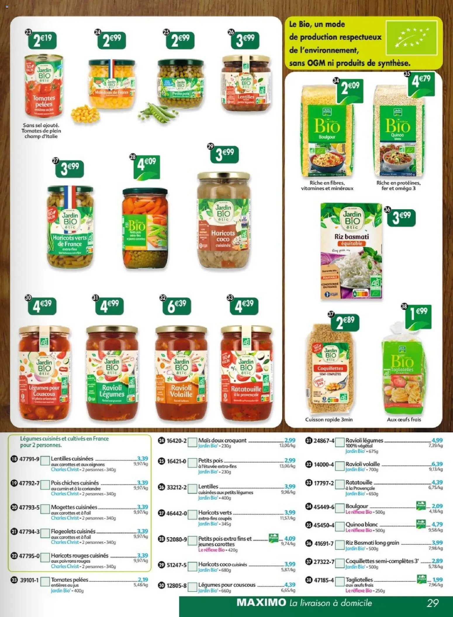 {H1} | Page: 29 | Produits: Volaille, Couscous, Jus, Tomates