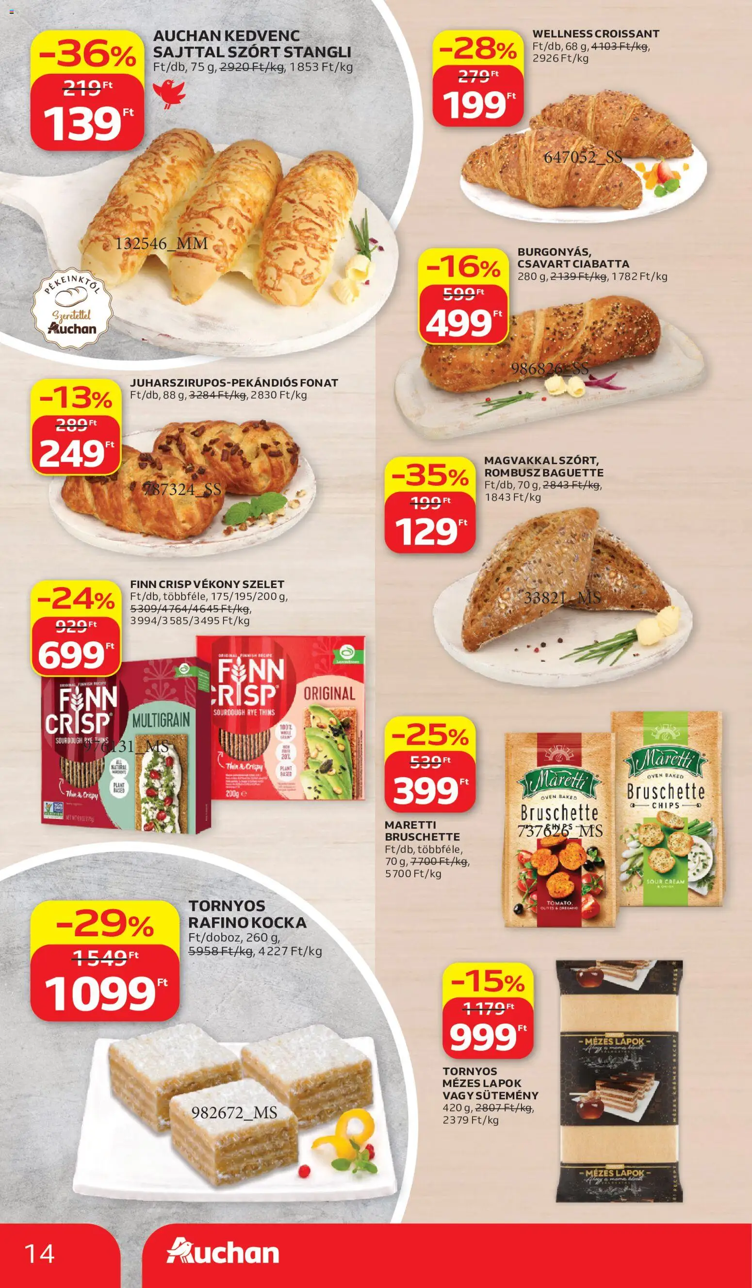 Auchan akciós ujság - amely érvényes a következő dátumtól: 2026.07.02. | Oldal: 14 | Termékek: Chips, Croissant, Ciabatta, Sütemény