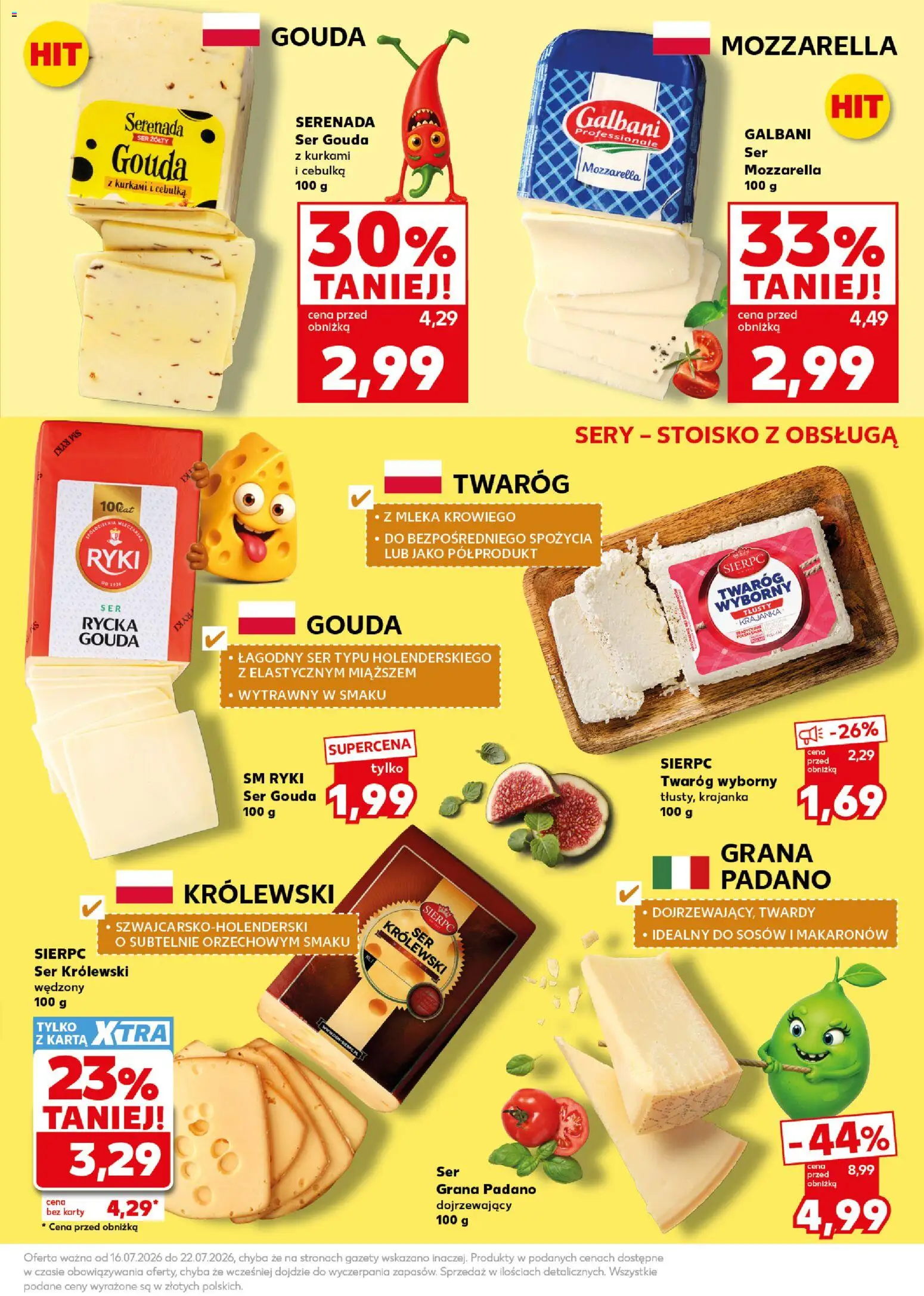 Kaufland Polsko leták - Mocny start od 20.07.2026 | Strana: 13 | Produkty: Gouda, Karty, Mozzarella, Grana Padano