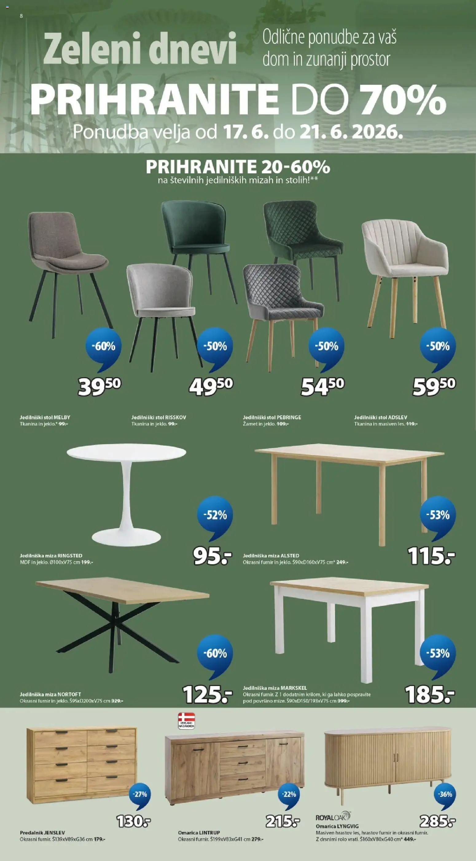 Novi JYSK katalog ponudbe – veljaven od 17.06.2026 | Stran: 8 | Izdelki: Furnir, Predalnik, Miza, Omarica