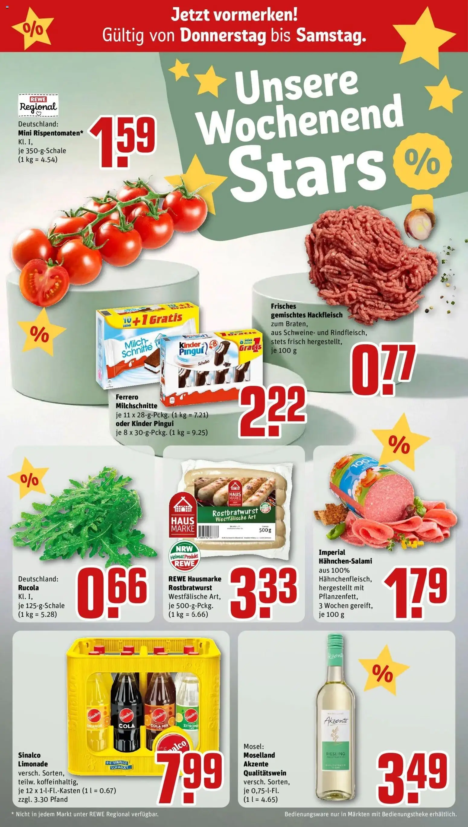 REWE Prospekt ab 21.09.2026 zum Blättern » Angebote | Seite: 34 | Produkte: Rucola, Limonade, Zitrone, Ferrero milchschnitte