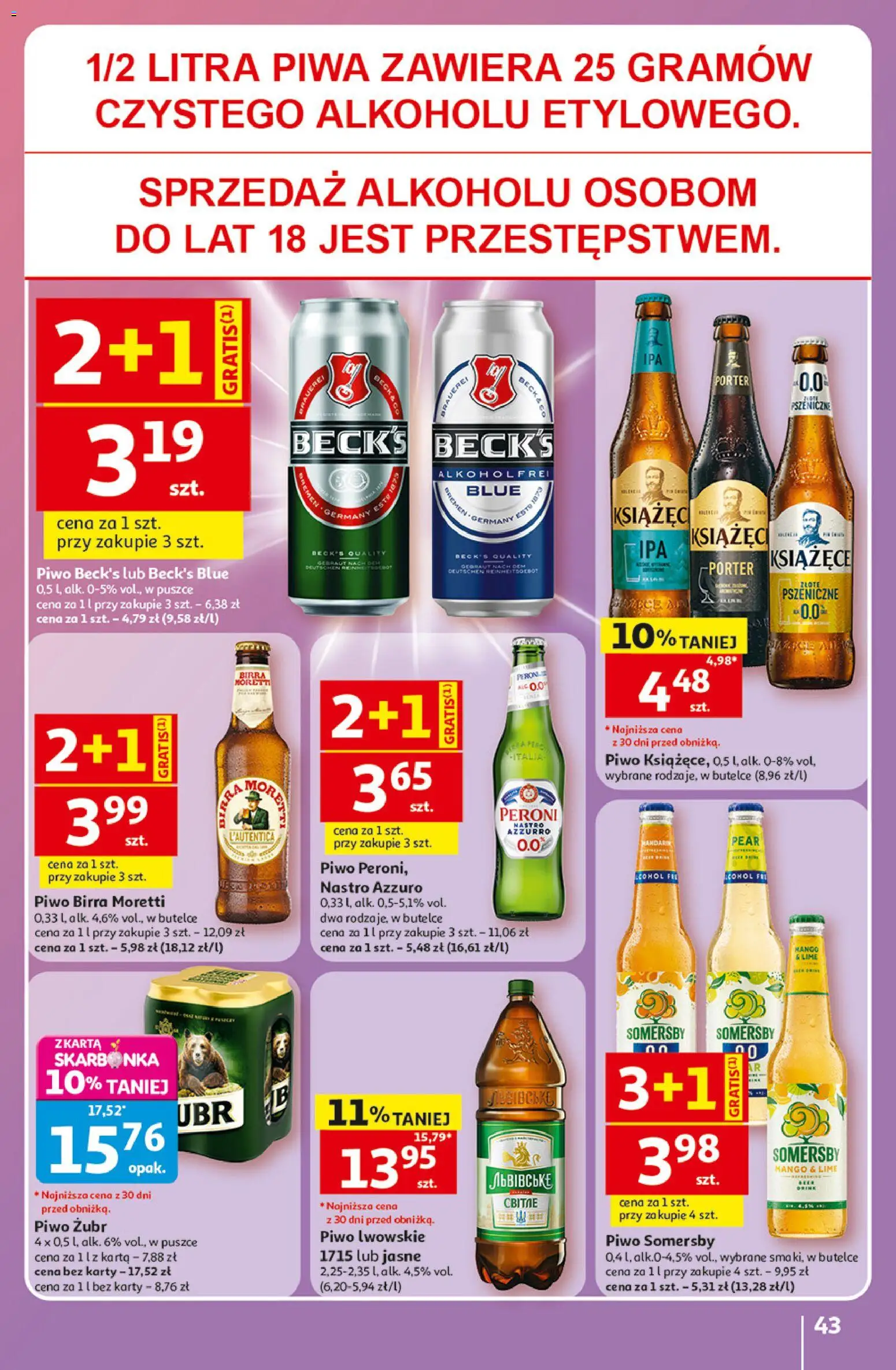 Auchan gazetka - 30 Lat Hipermarket od 07.05.2026 | Strona: 43 | Produkty: Mango, Piwo żubr, Karta, Piwo