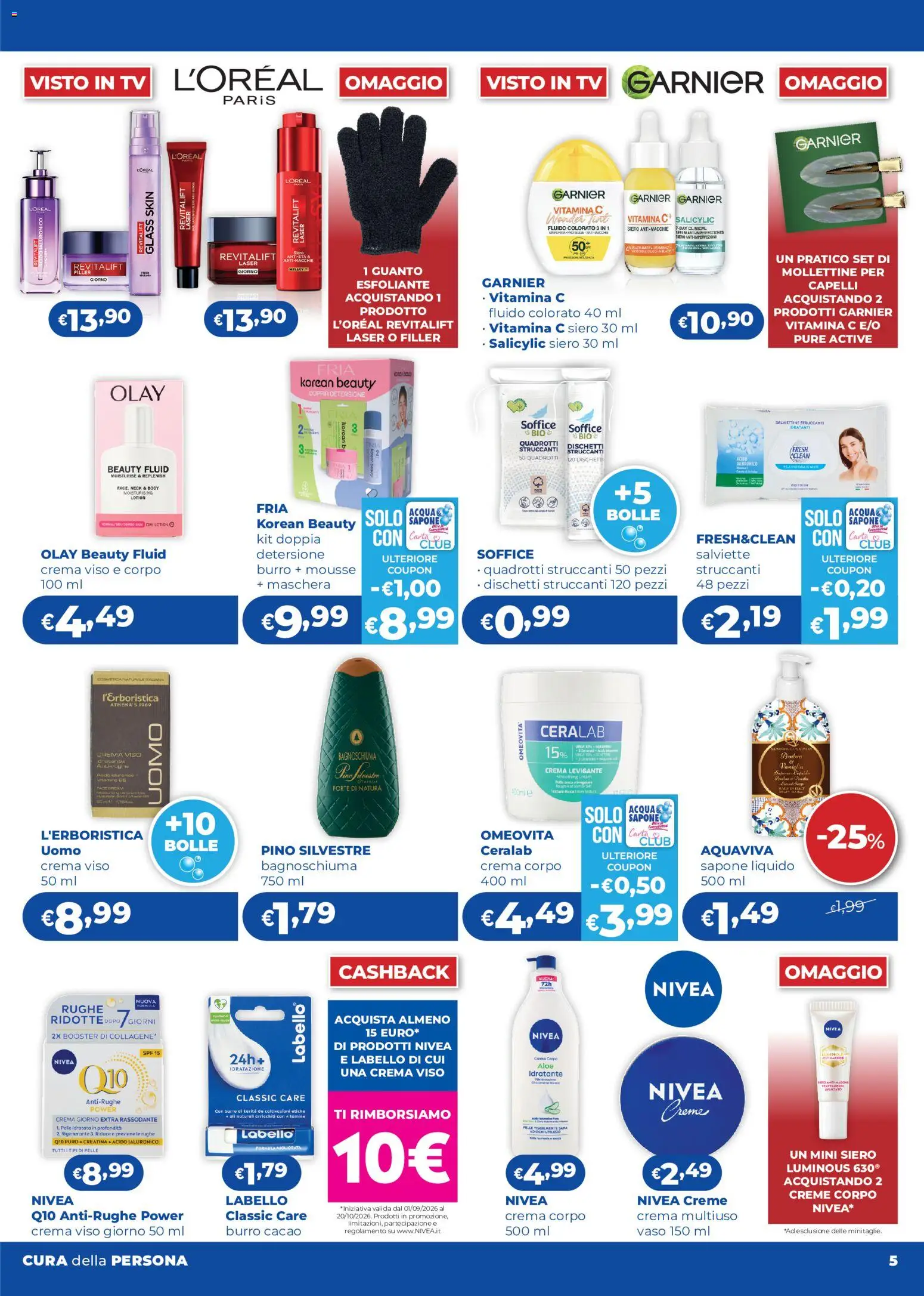 Volantino Acqua e Sapone del 03/08/2026 | Pagina: 5 | Prodotti: Maschera, Dischetti struccanti, TV, Burro di karité