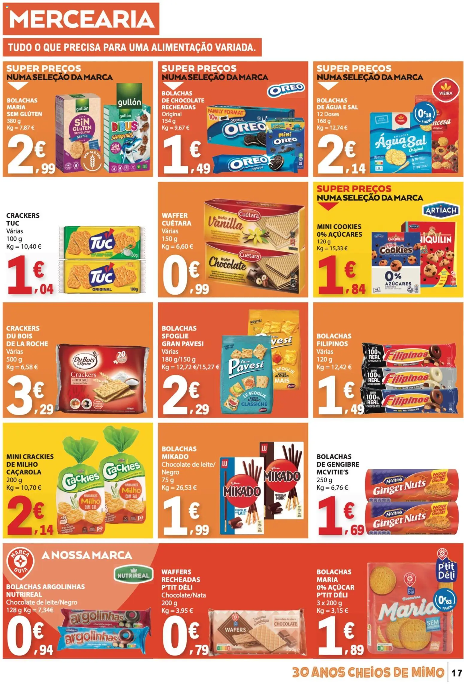 E.Leclerc folheto │ válido de 30.04.2026 | Página: 17 | Produtos: Filipinos, Bolachas, Sal, Milho