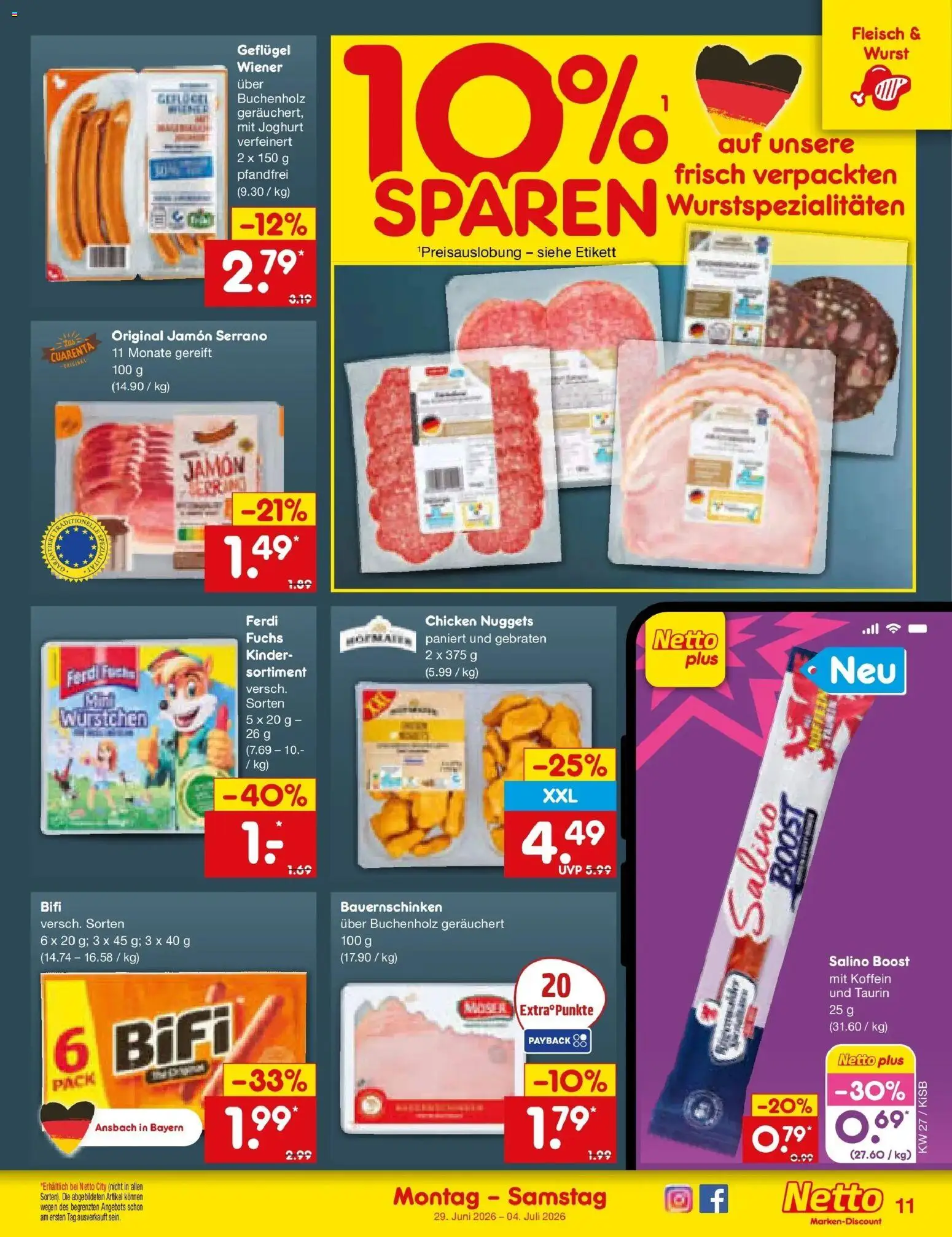 Netto Marken-Discount Prospekt Oberhaid – gültig ab 28.06.2026 | Seite: 15 | Produkte: Joghurt, Bifi, Wurst, Fleisch