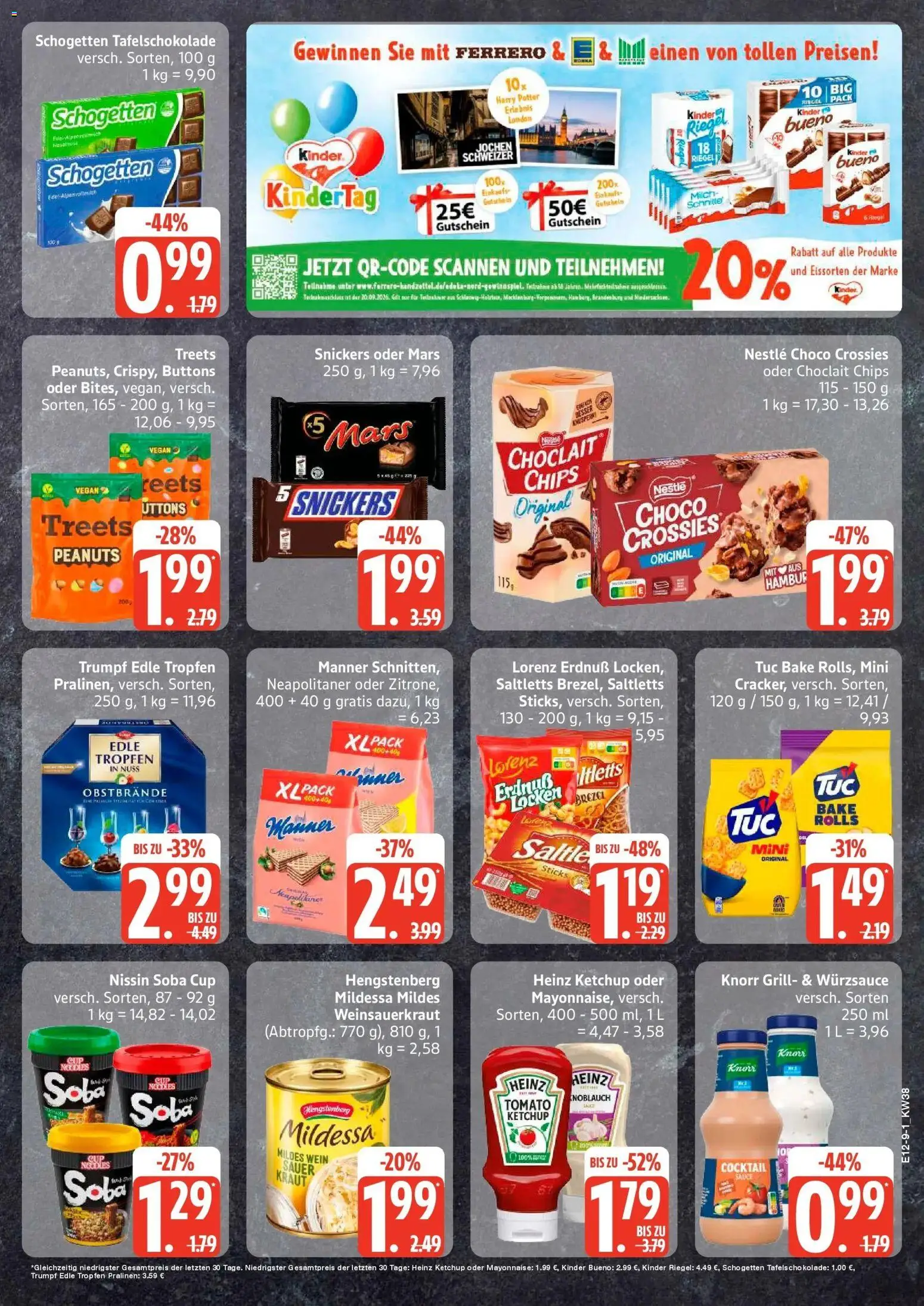 Edeka Prospekt Rostock-Gehlsdorf (ab 14.09.2026) » Angebote Online | Seite: 13 | Produkte: Kinder bueno, Knorr, Kraut, Chips