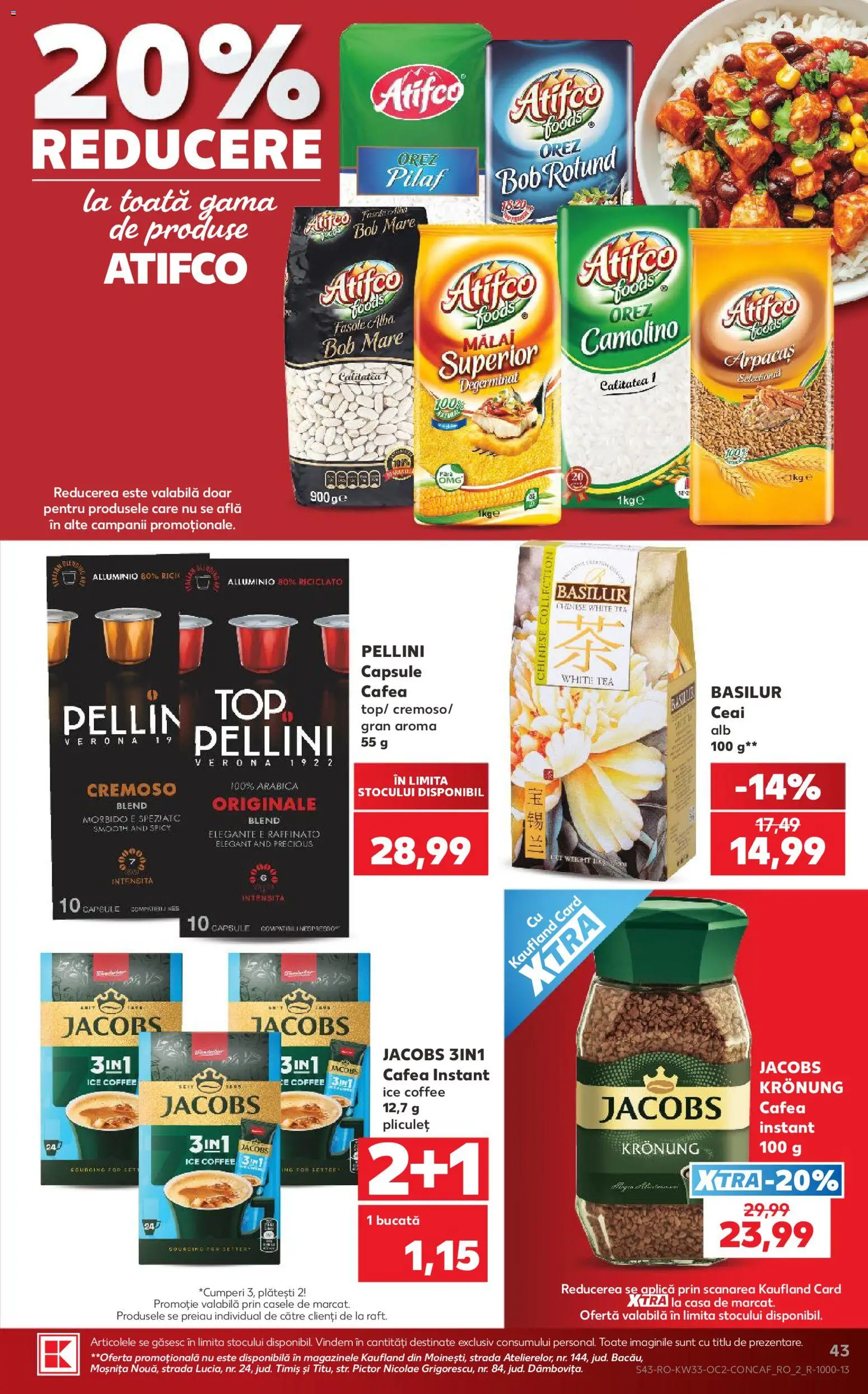 Noul catalog Kaufland – valabil de la 12.08.2026 | Pagină: 43 | Produse: Aplică, Pilaf, Jacobs, Cafea