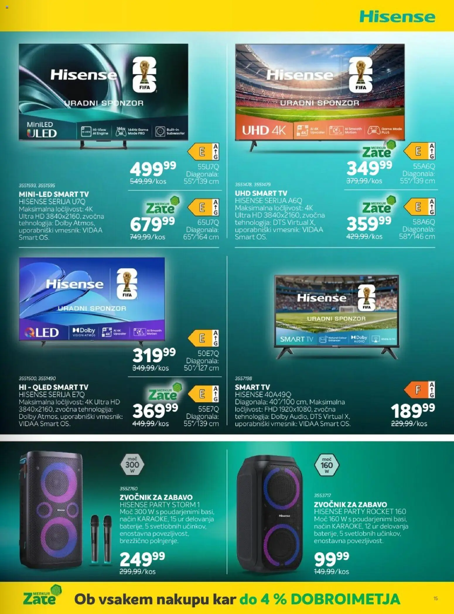 Novi Merkur katalog ponudbe – veljaven od 17.06.2026 | Stran: 15 | Izdelki: Tv, Audio, Zvocnik