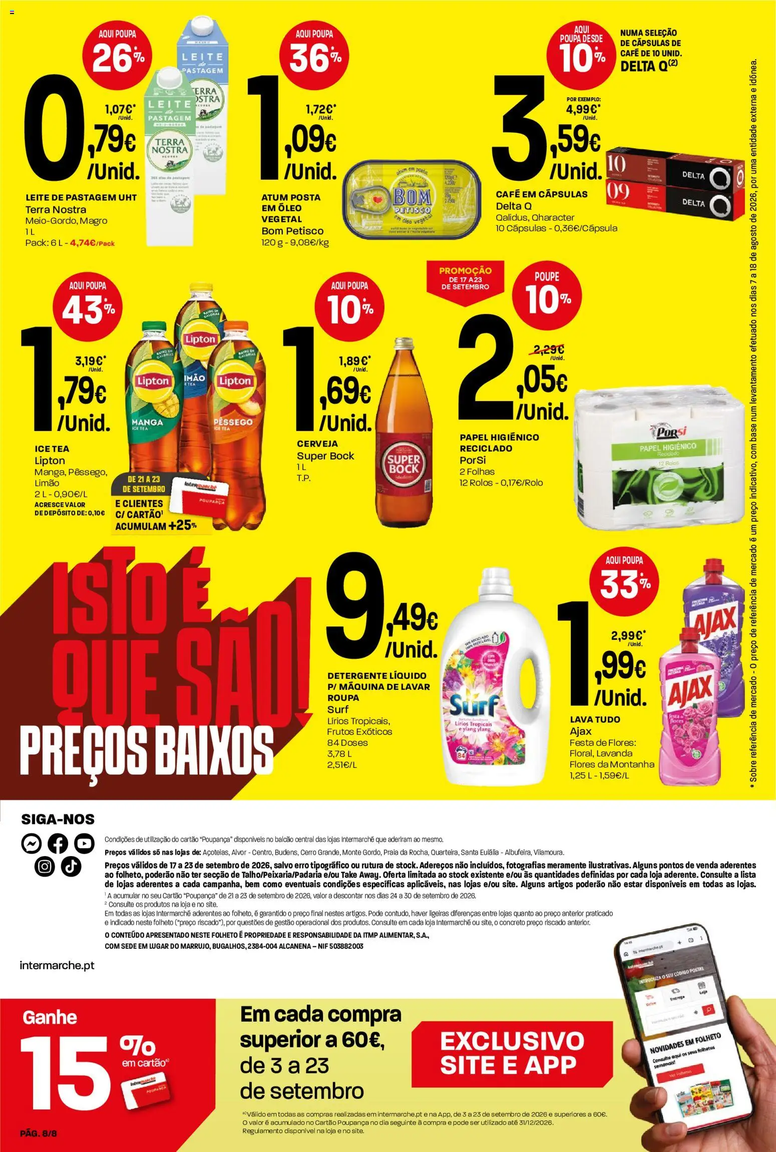 Intermarché Folheto Mini │ válido de 17/09/2026 | Página: 8 | Produtos: Atum, Papel higiénico, Base, Cerveja