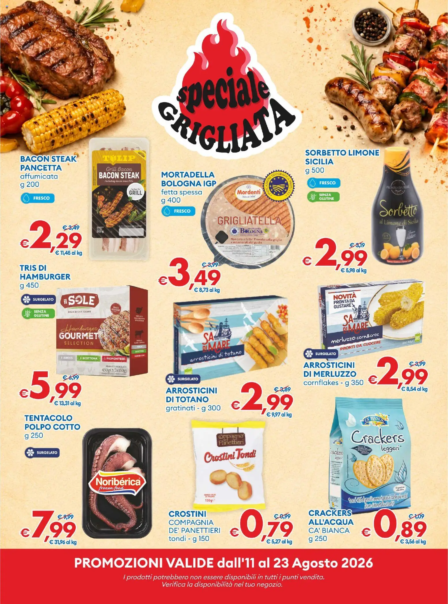 Volantino MD Discount del 11/08/2026 | Pagina: 3 | Prodotti: Griglia, Totano, Hamburger, Arrosticini