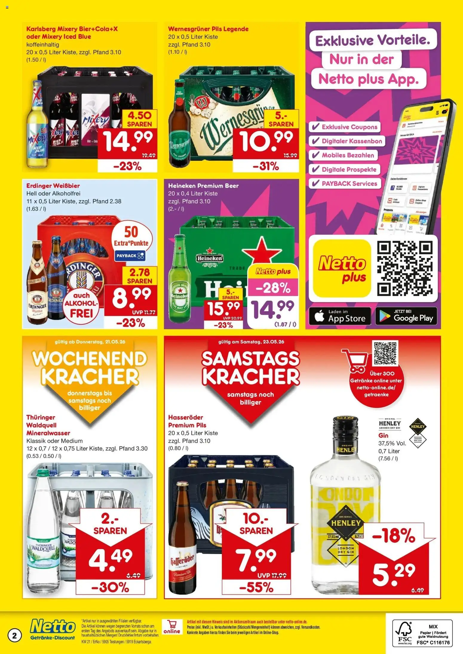Netto Marken-Discount Prospekt Teistungen	 – gültig ab 17.05.2026 | Seite: 2 | Produkte: Pils, Wernesgruner, Hasseröder, Gin