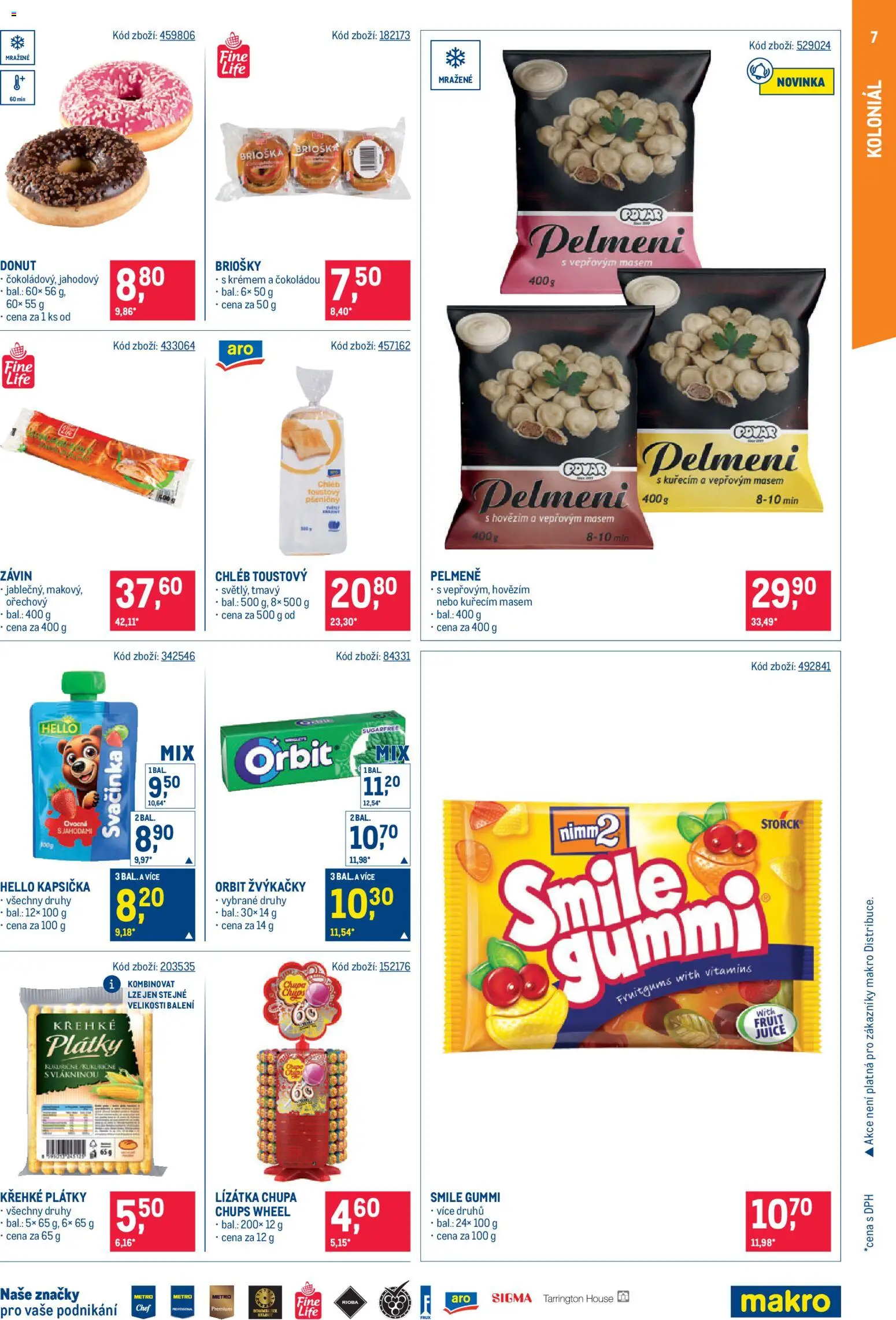 Makro leták - Maloobchod od 20.05.2026 | Strana: 7 | Produkty: Brioška, Donut, Chléb, Pelmeně