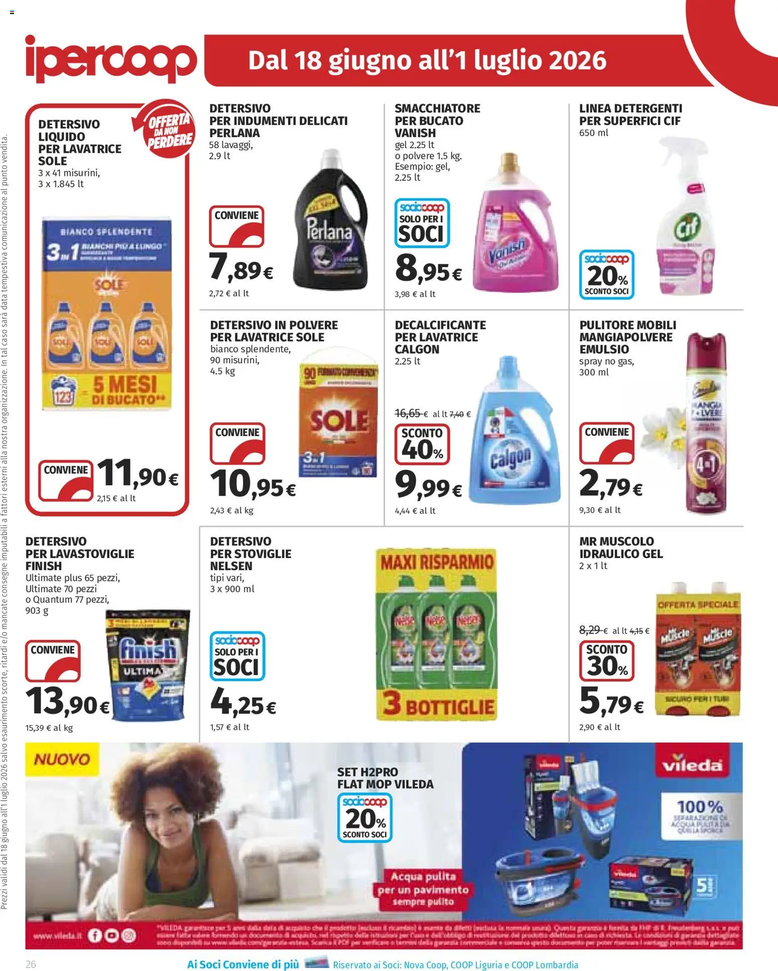 Volantino Ipercoop del 18.06.2026 | Pagina: 26 | Prodotti: Smacchiatore, Pavimento, Acqua, Lavatrice