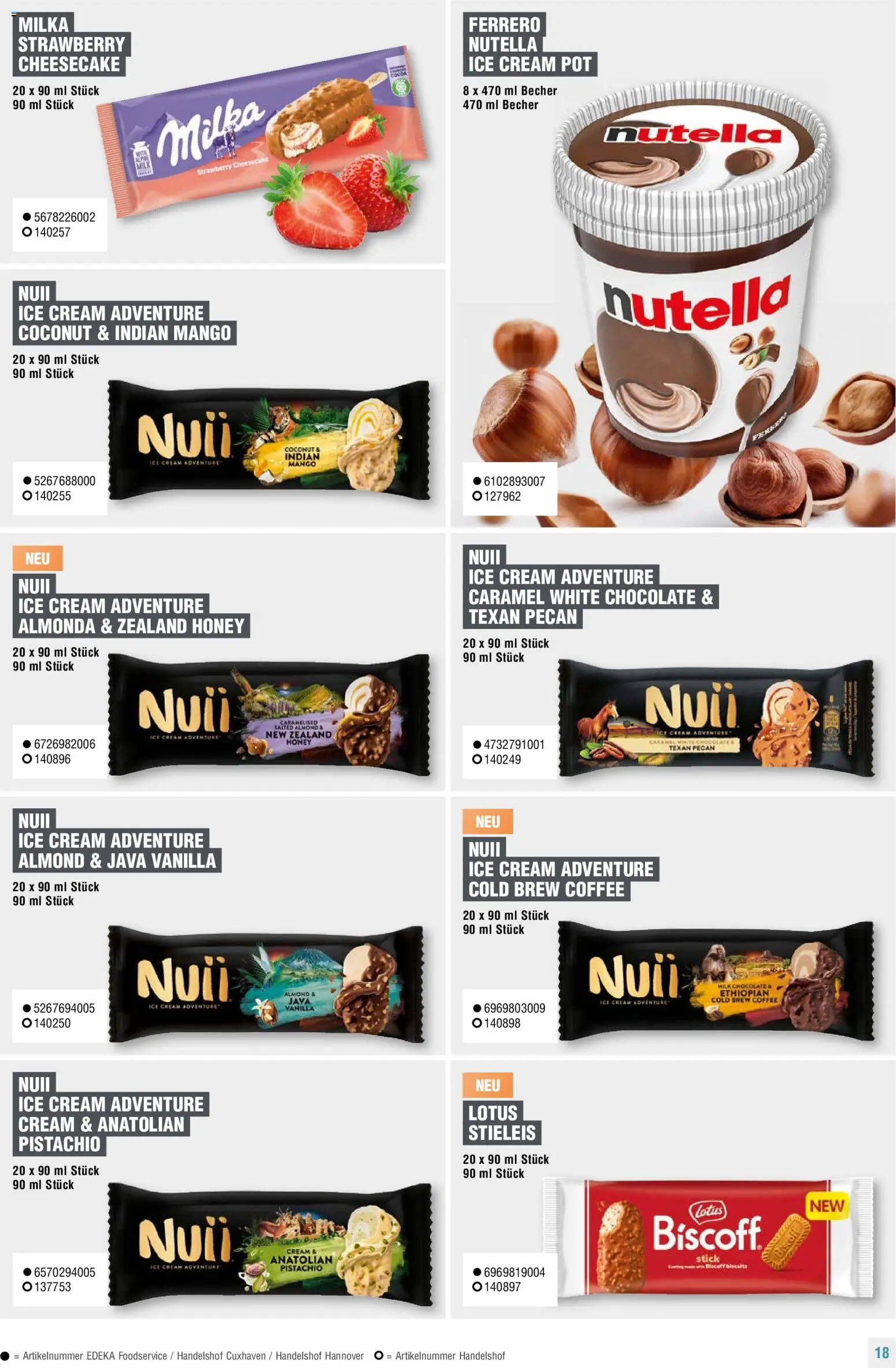 Handelshof Eiskonzept 2026 – gültig ab 01.01.2026 | Seite: 18 | Produkte: Milka, Nutella, Mango