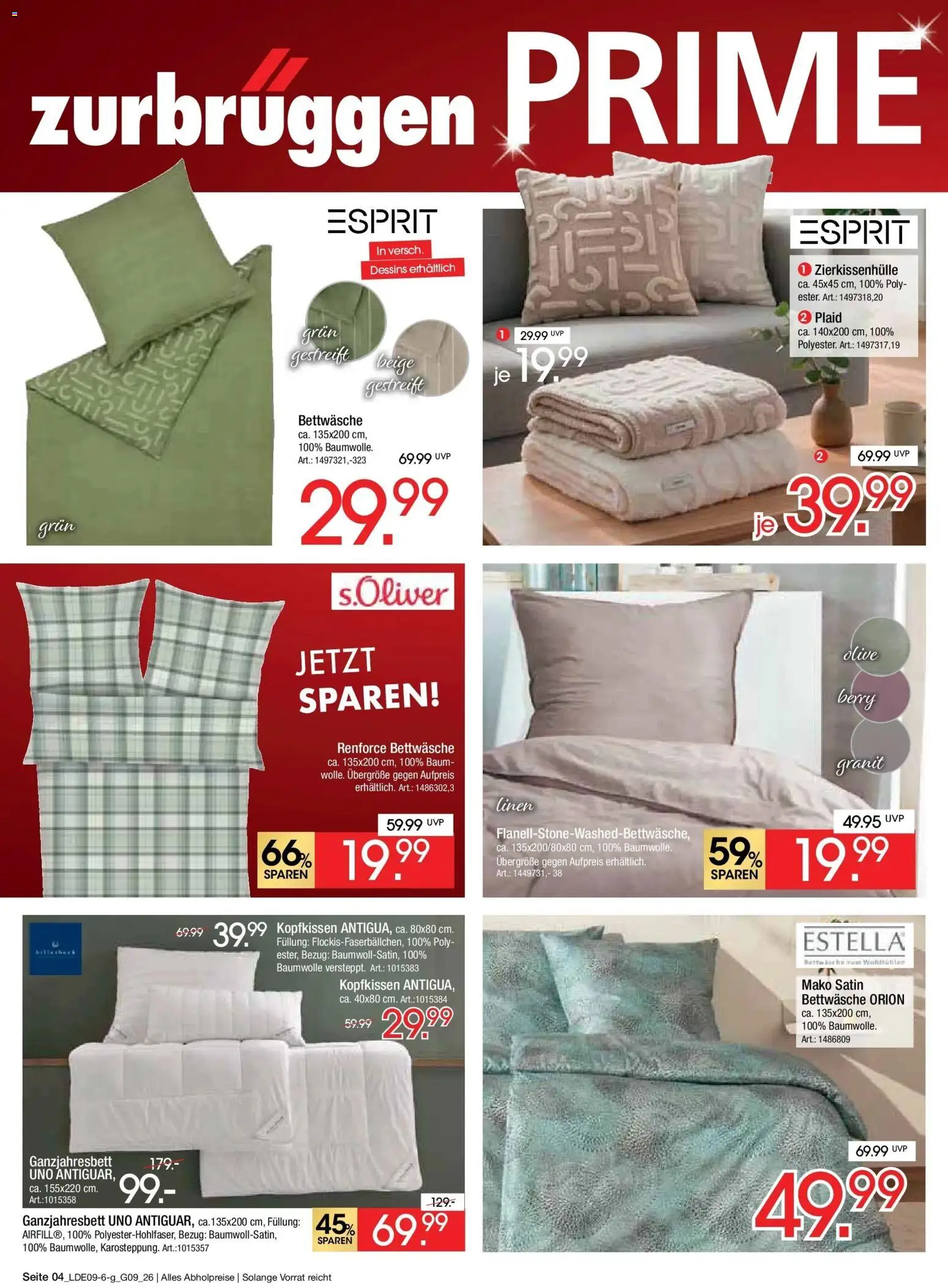 Zurbrüggen Prime Shopping week – gültig ab 12.09.2026 | Seite: 4 | Produkte: Bettwäsche, Kopfkissen