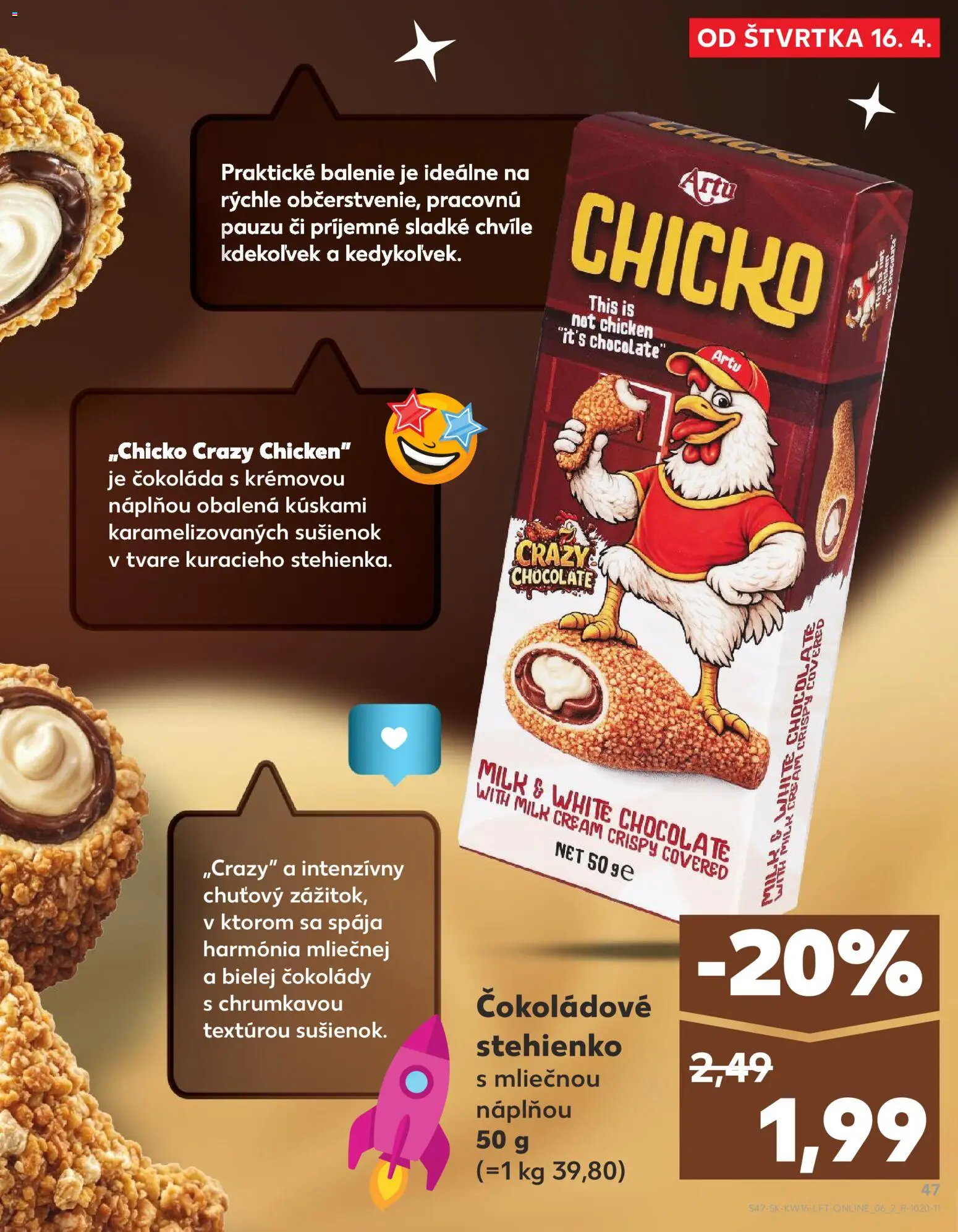 Nové Kaufland akcie – leták je platný od 16.04.2026 | Strana: 47 | Produkty: Čokoláda