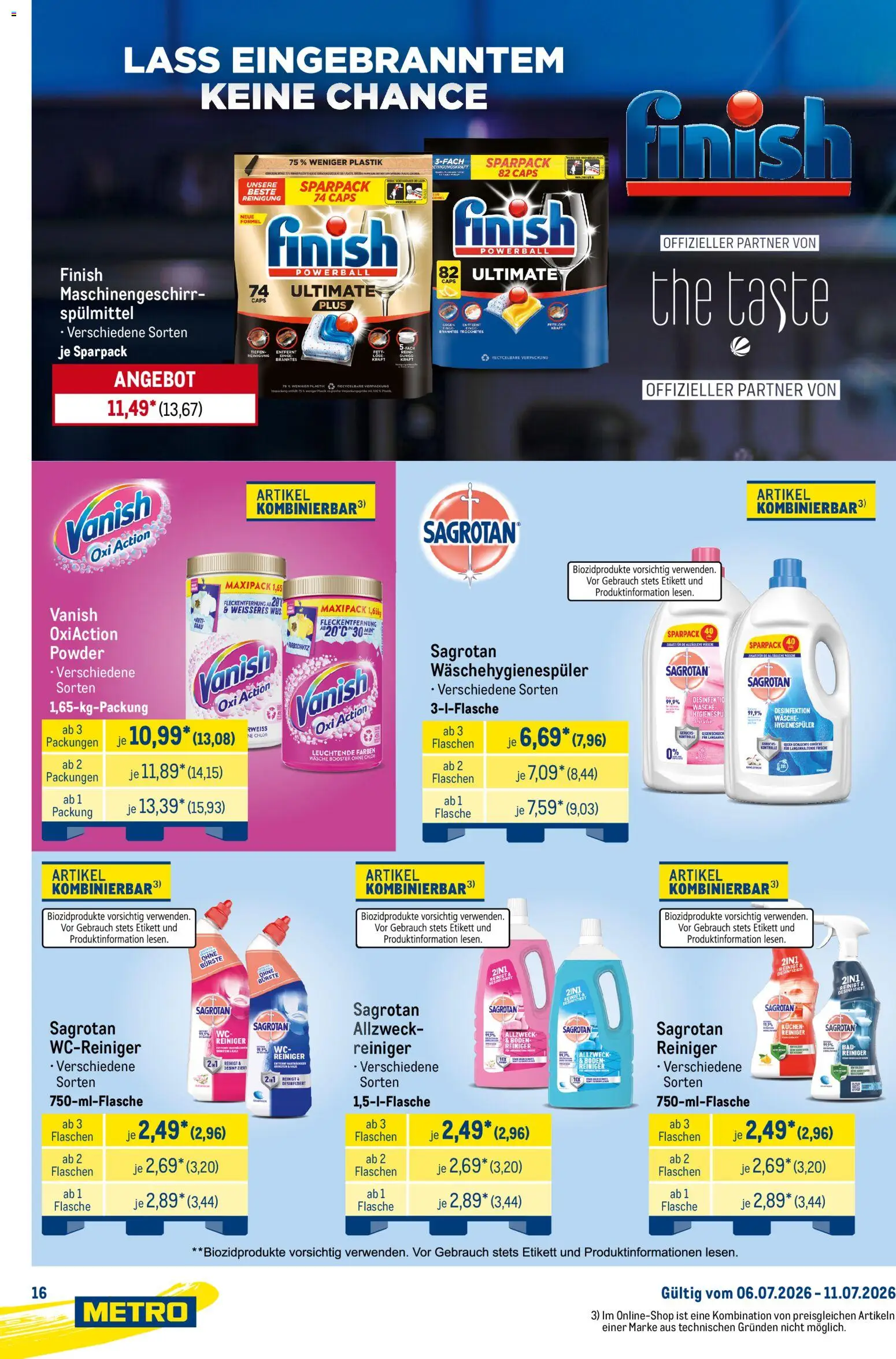 Metro Starke Marken – gültig ab 06.07.2026 | Seite: 16 | Produkte: Finish, Bürste, Kuchen