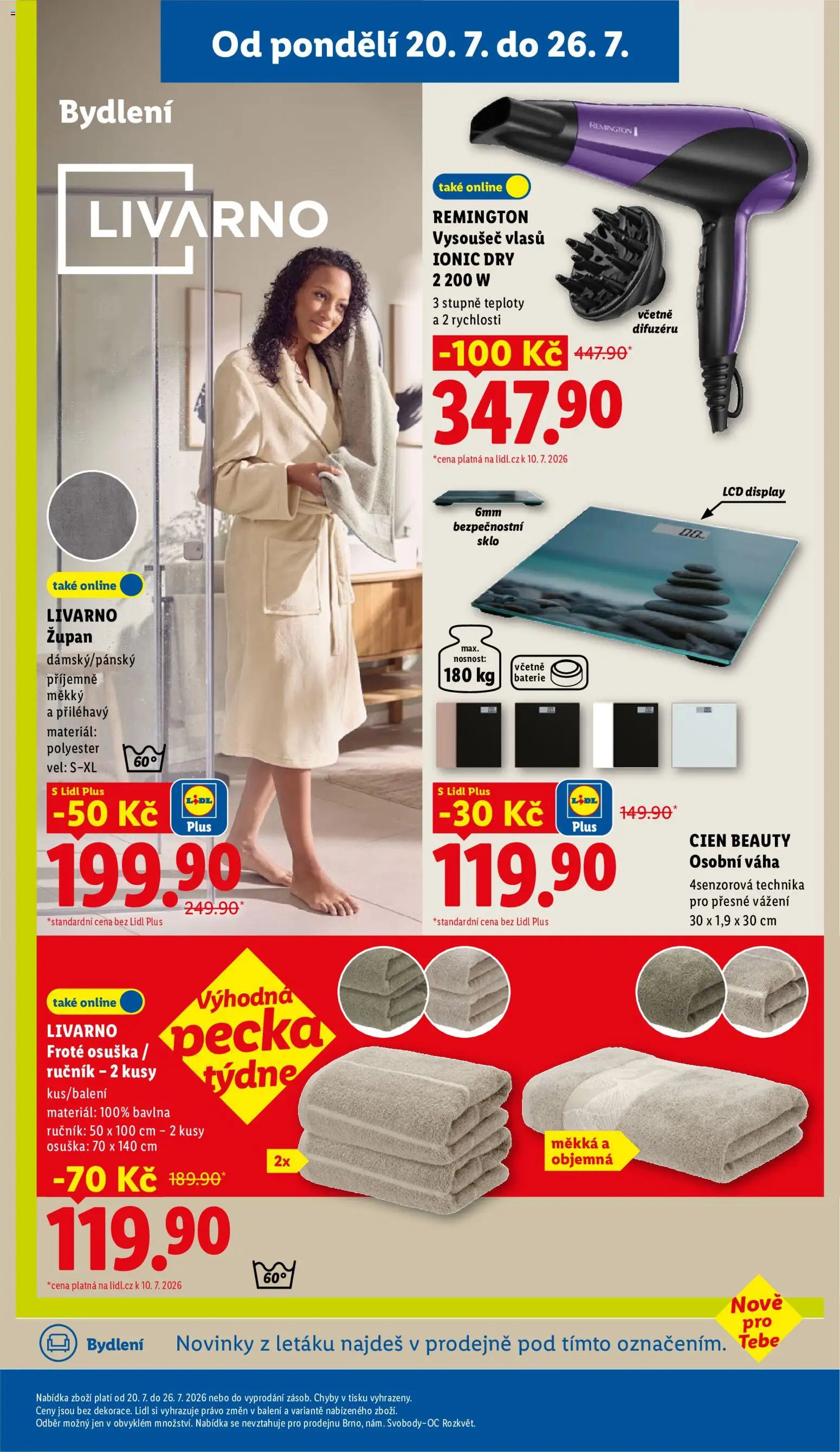 Lidl leták od 20.07.2026 | Strana: 33 | Produkty: Ručník, Župan, Osuška, Osobní váha